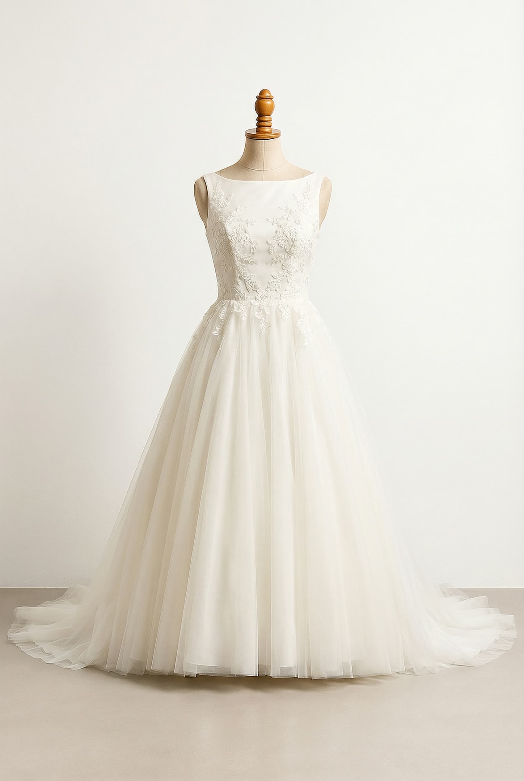 A romantic wedding dress with elegant details