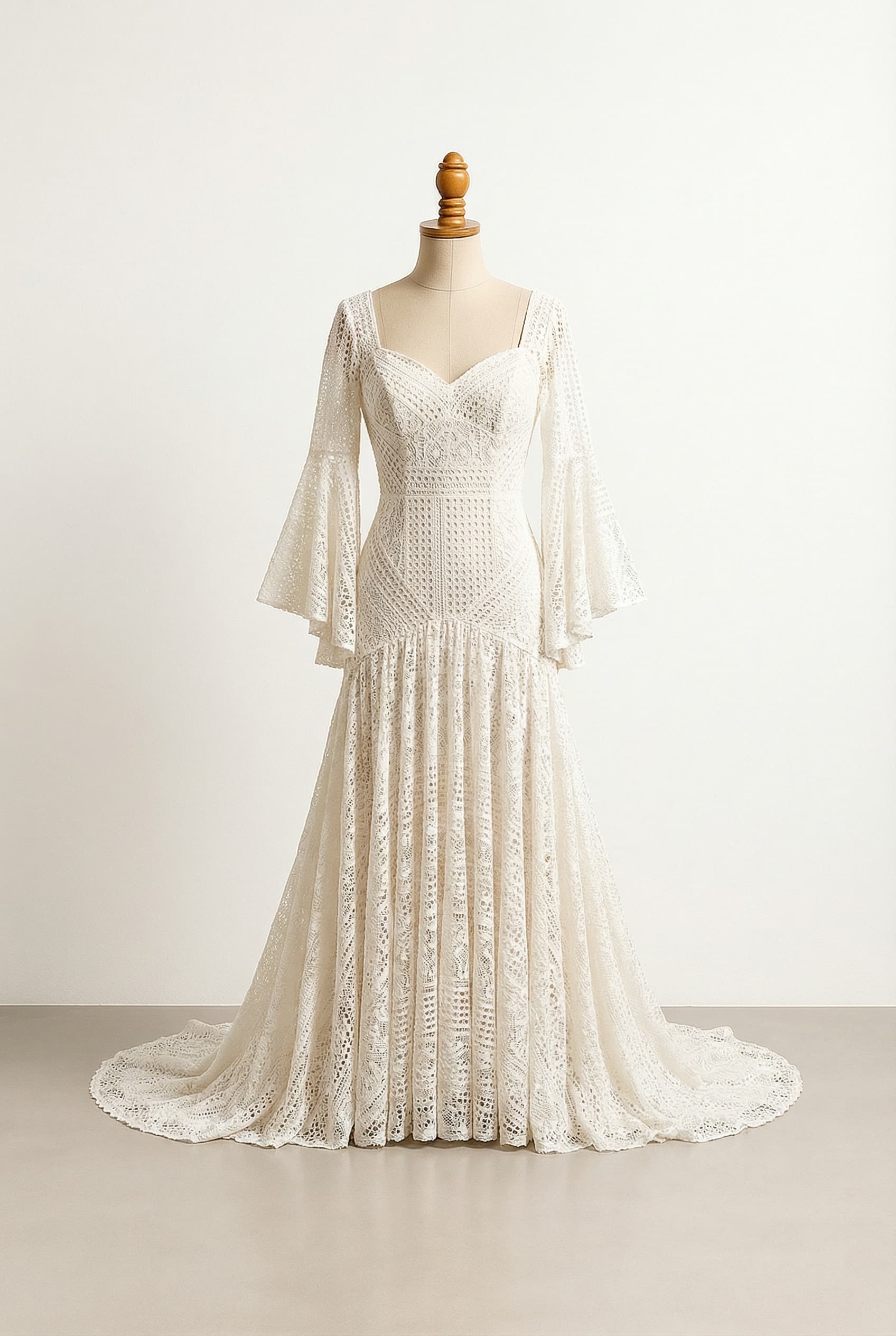 A romantic wedding dress with elegant details