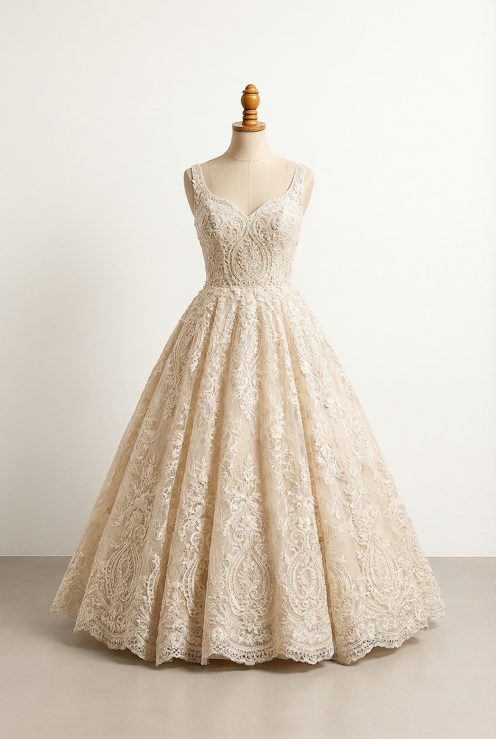 A romantic wedding dress with elegant details