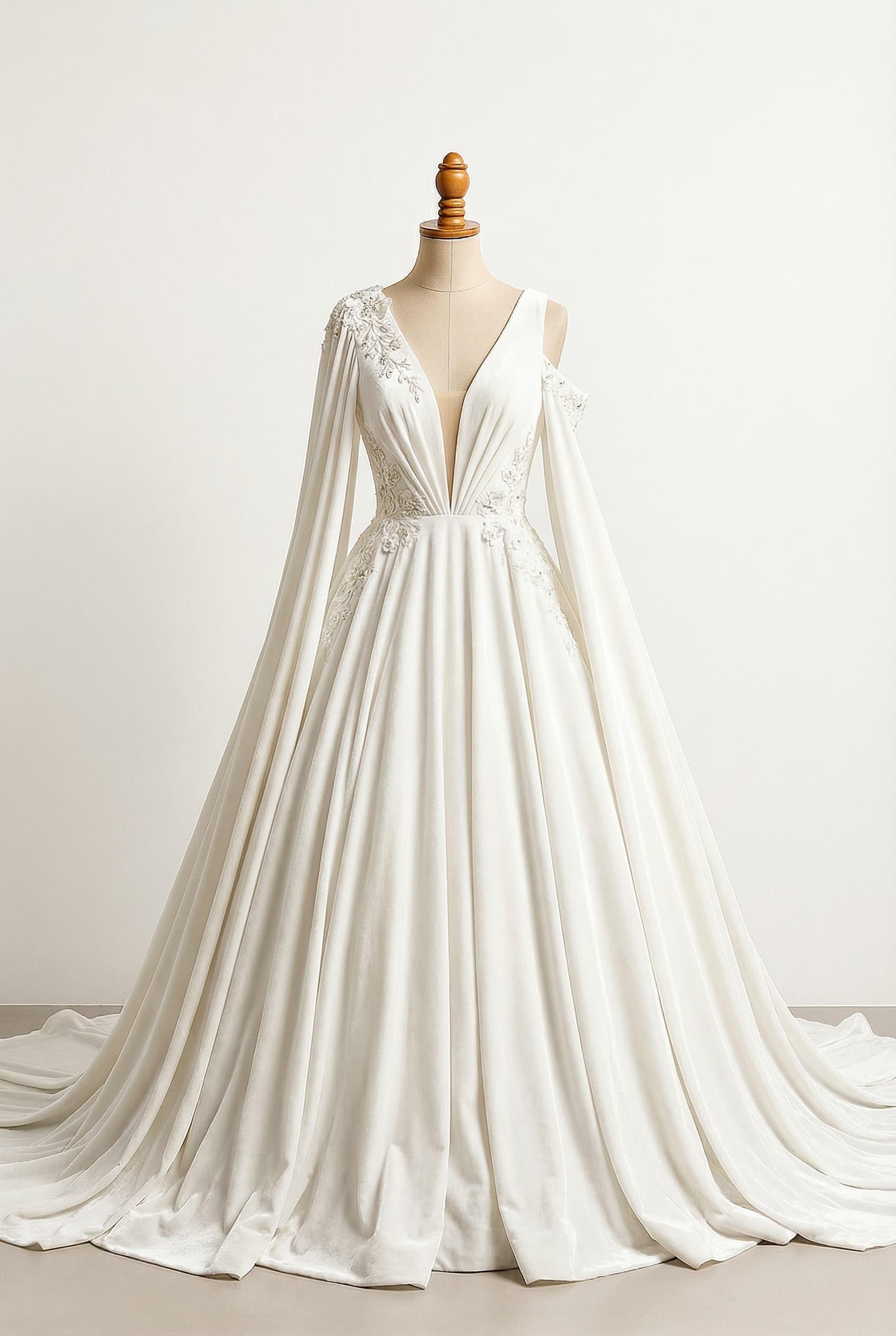 A romantic wedding dress with elegant details