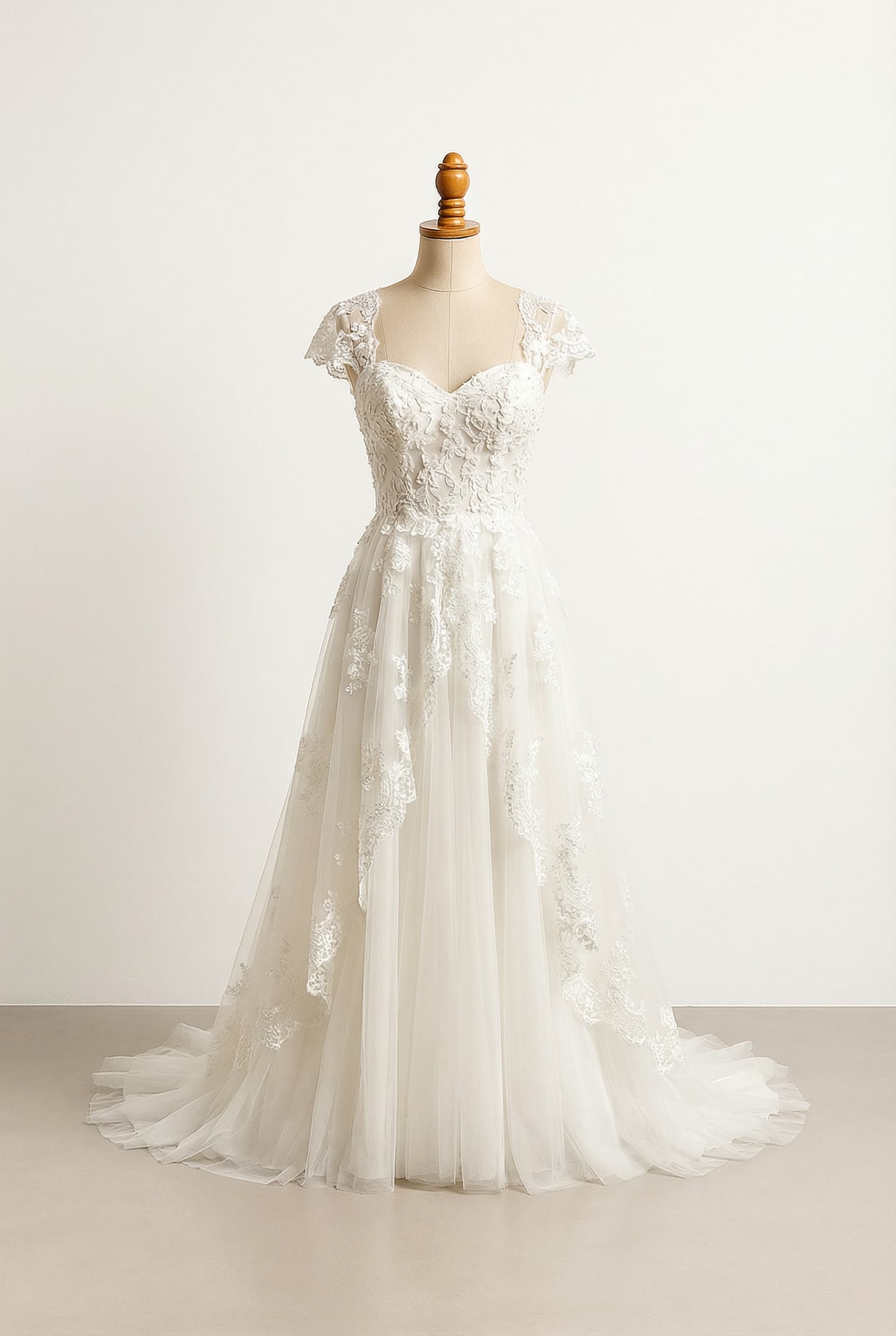A romantic wedding dress with elegant details
