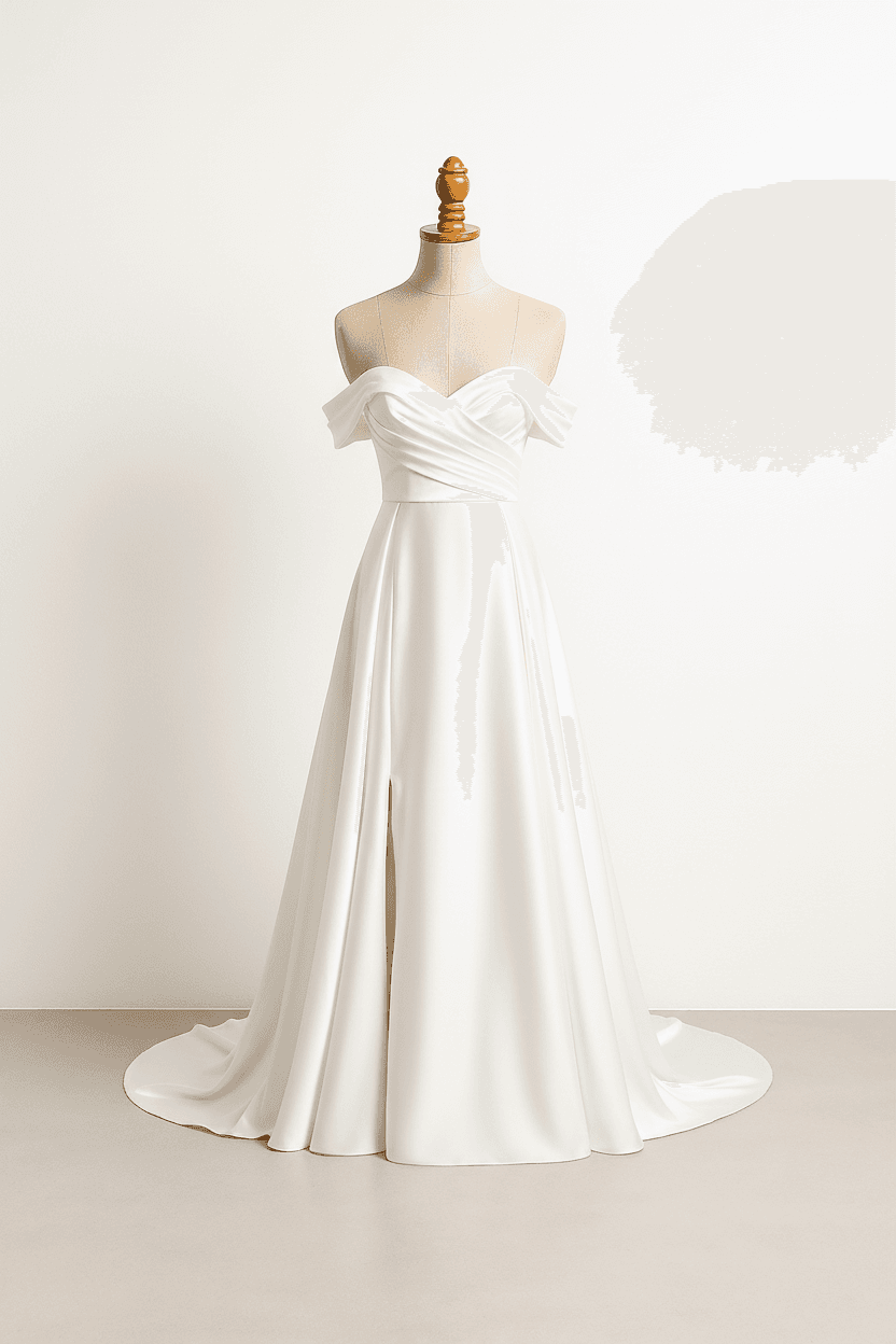 Put this dress on the dress stand, remove any humans, remove background, keep only the dress