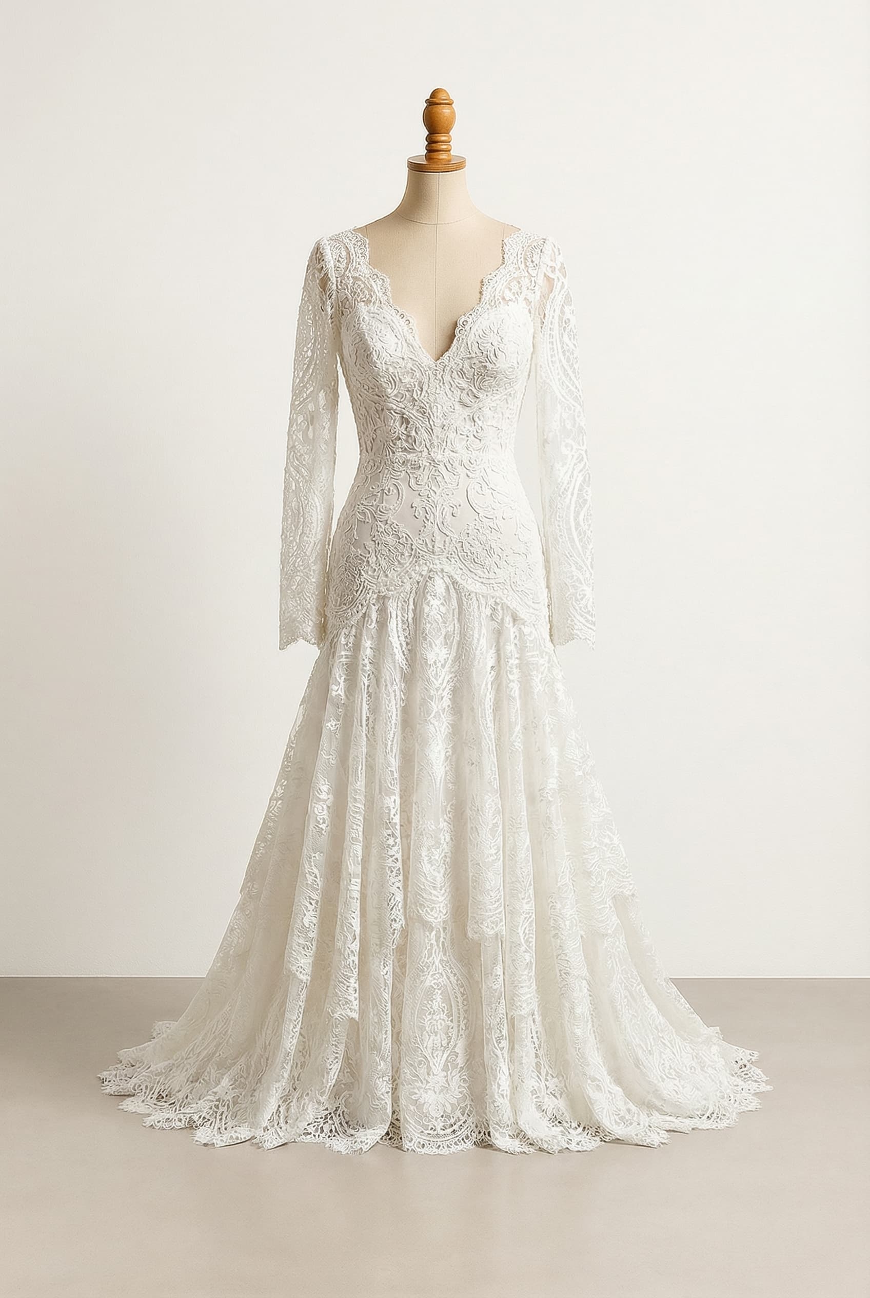 A romantic wedding dress with elegant details