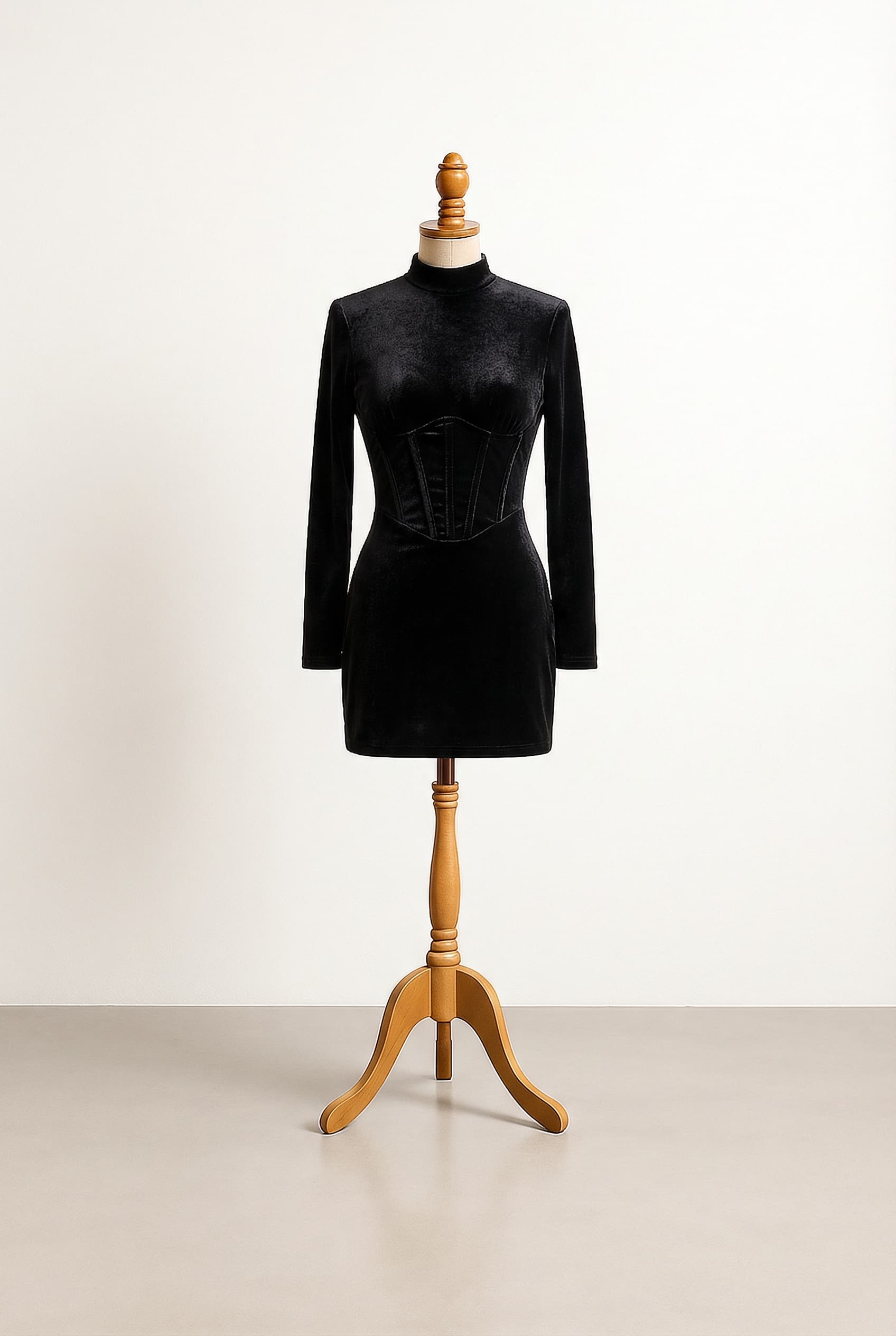 I want a balanced goth prom dress with a corset top and short length