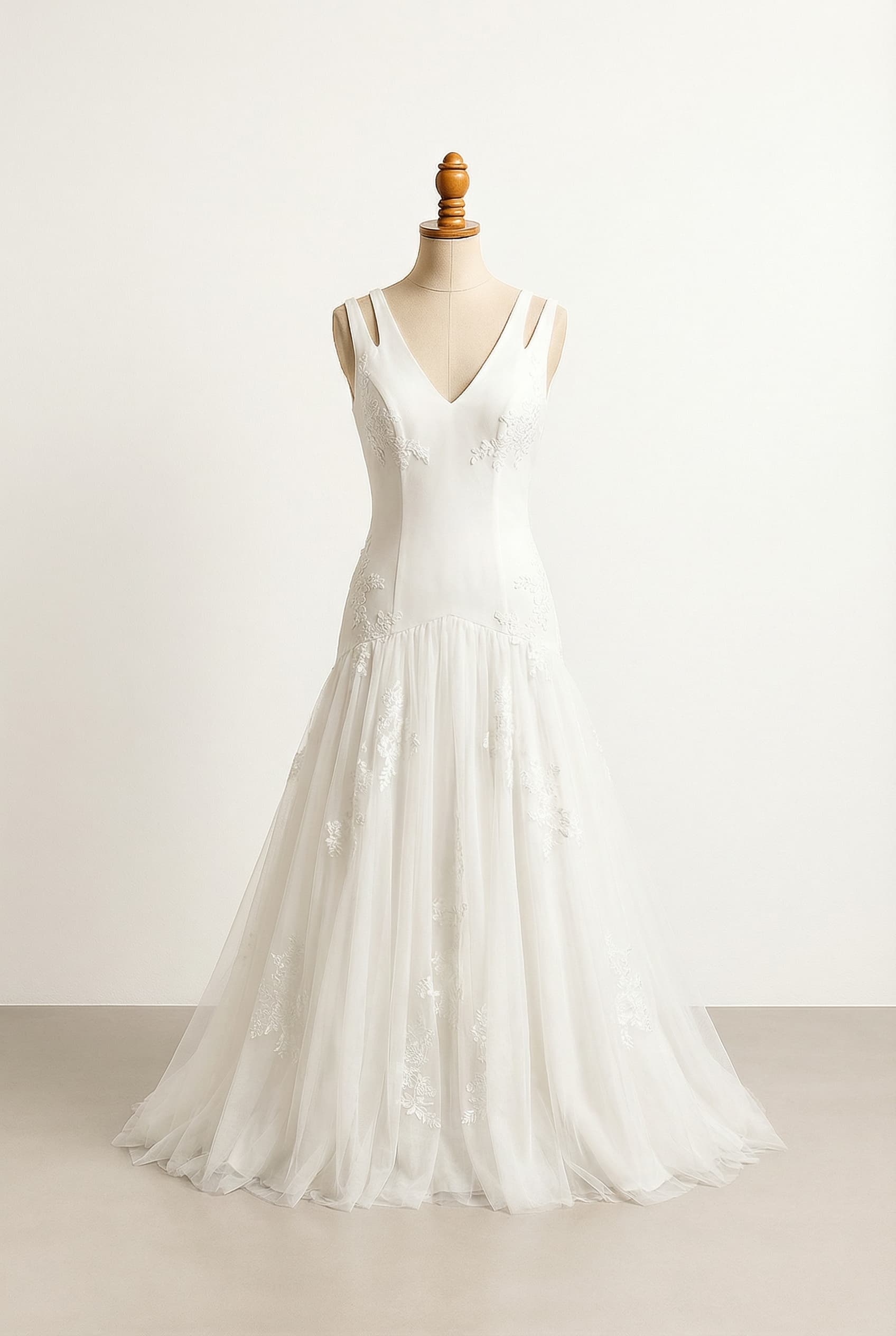 A romantic wedding dress with elegant details
