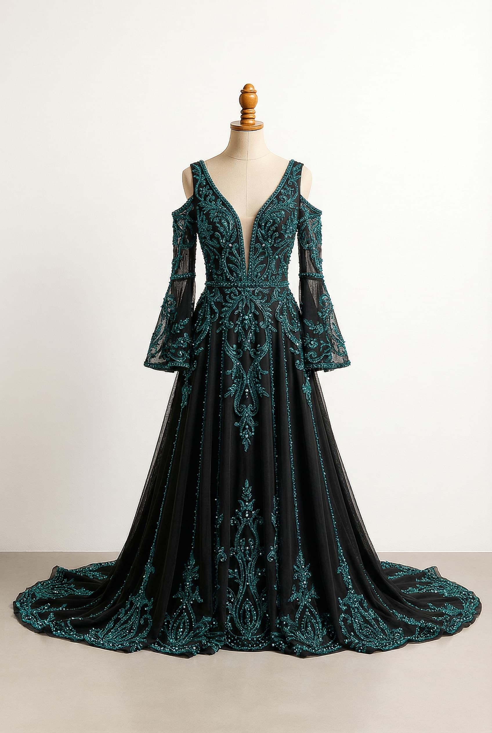 A romantic wedding dress with elegant details