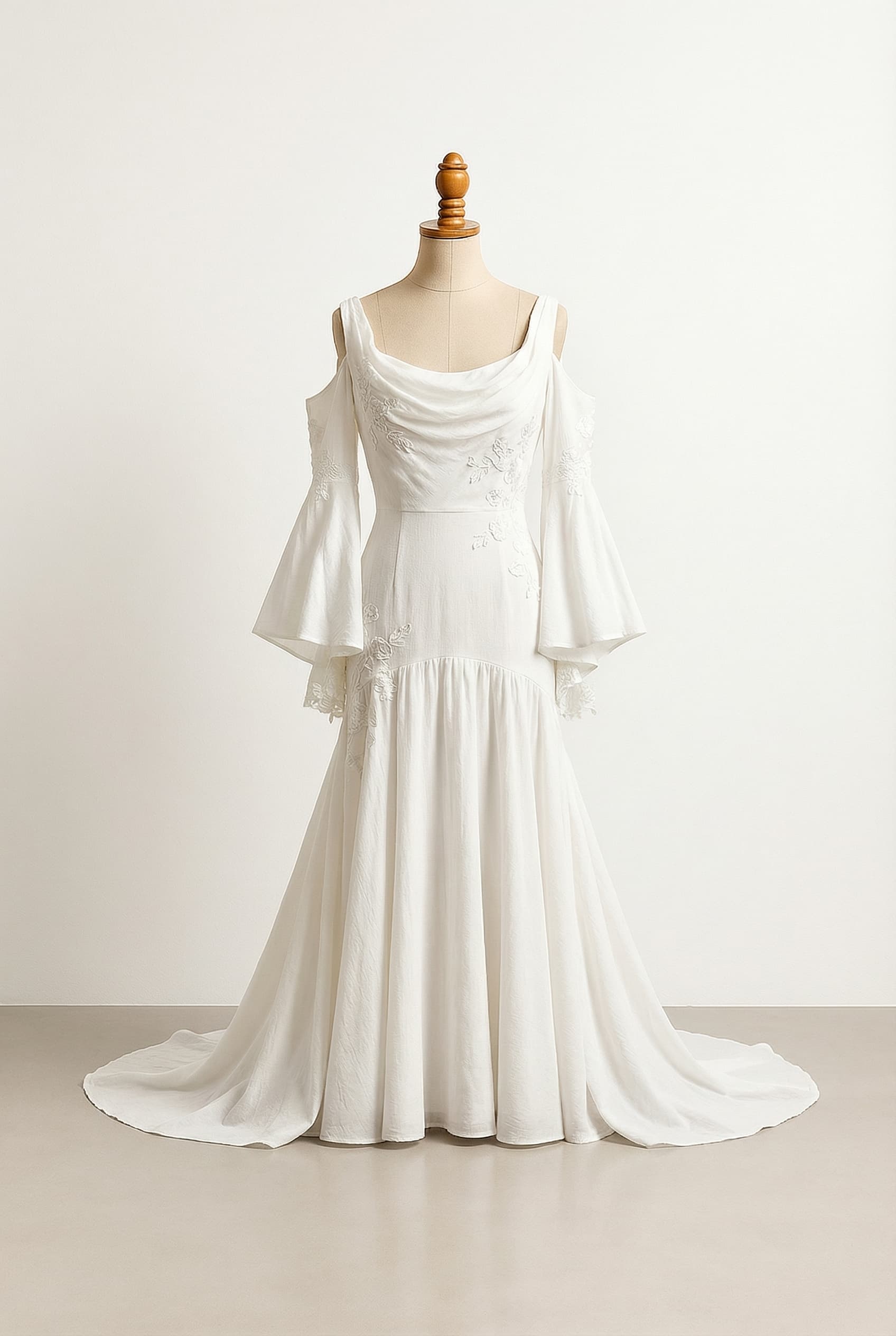 A romantic wedding dress with elegant details