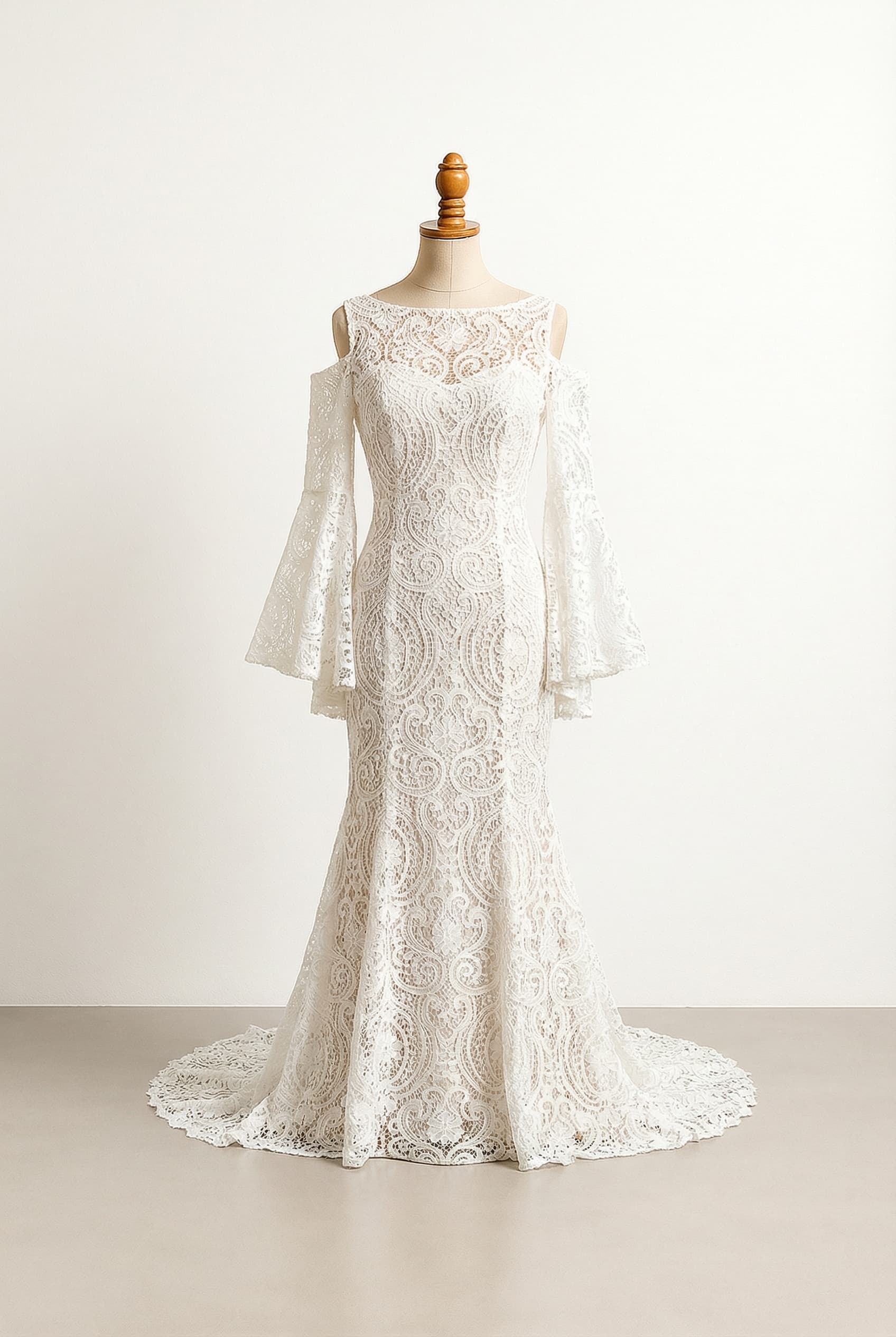 A romantic wedding dress with elegant details
