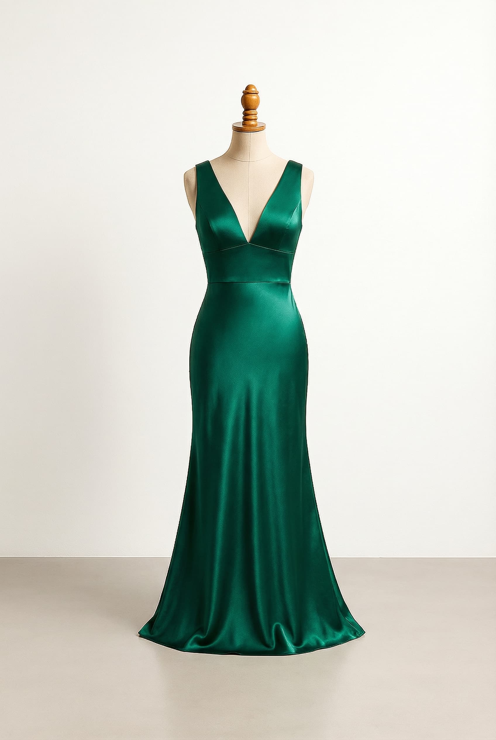I want a balanced prom dress, with a V - Classic V-neck opening, deeper plunge