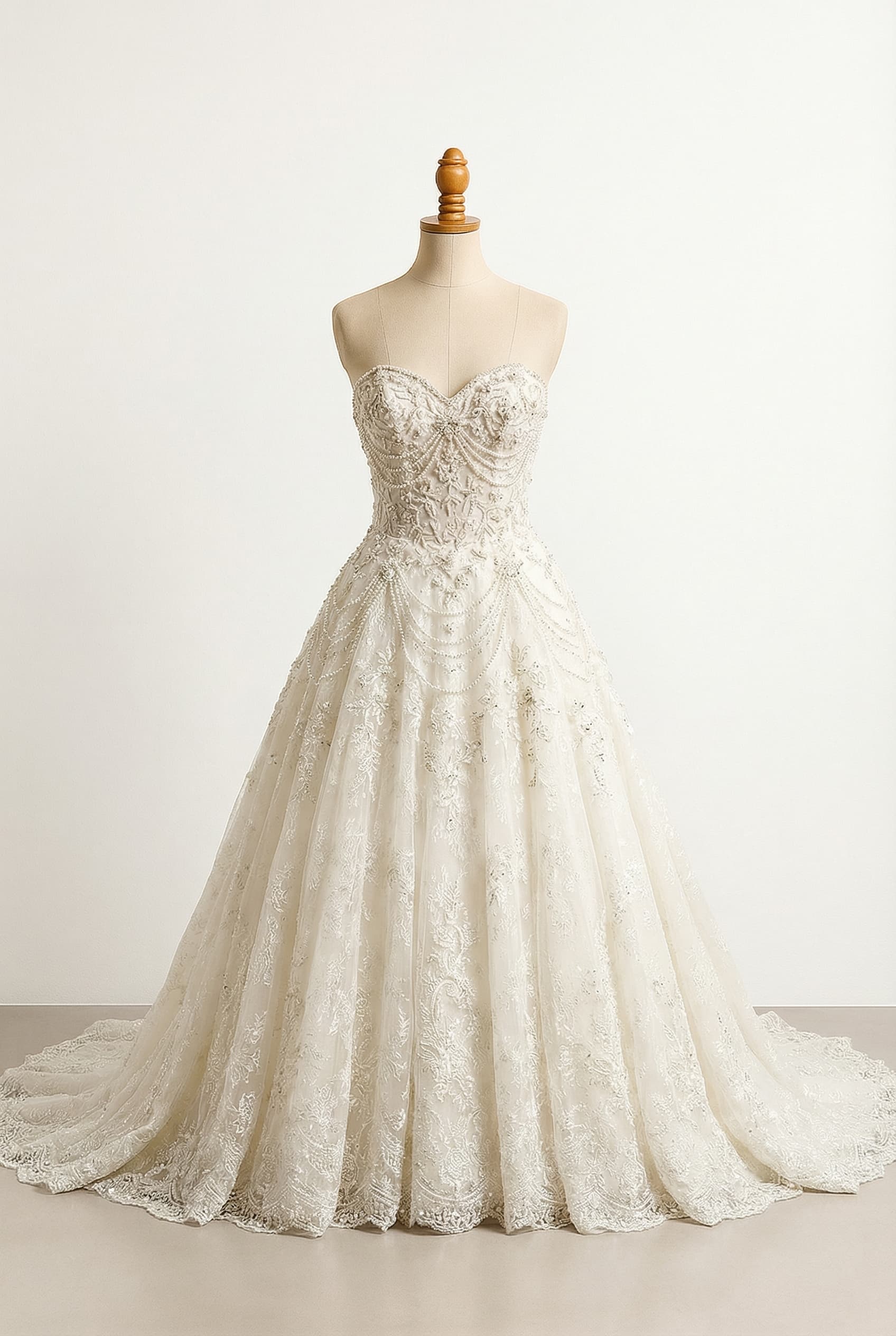 A romantic wedding dress with elegant details