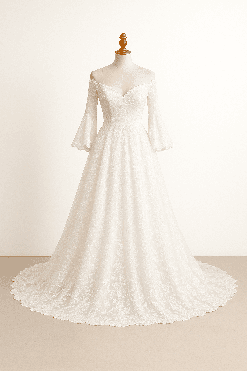 A romantic wedding dress with elegant details