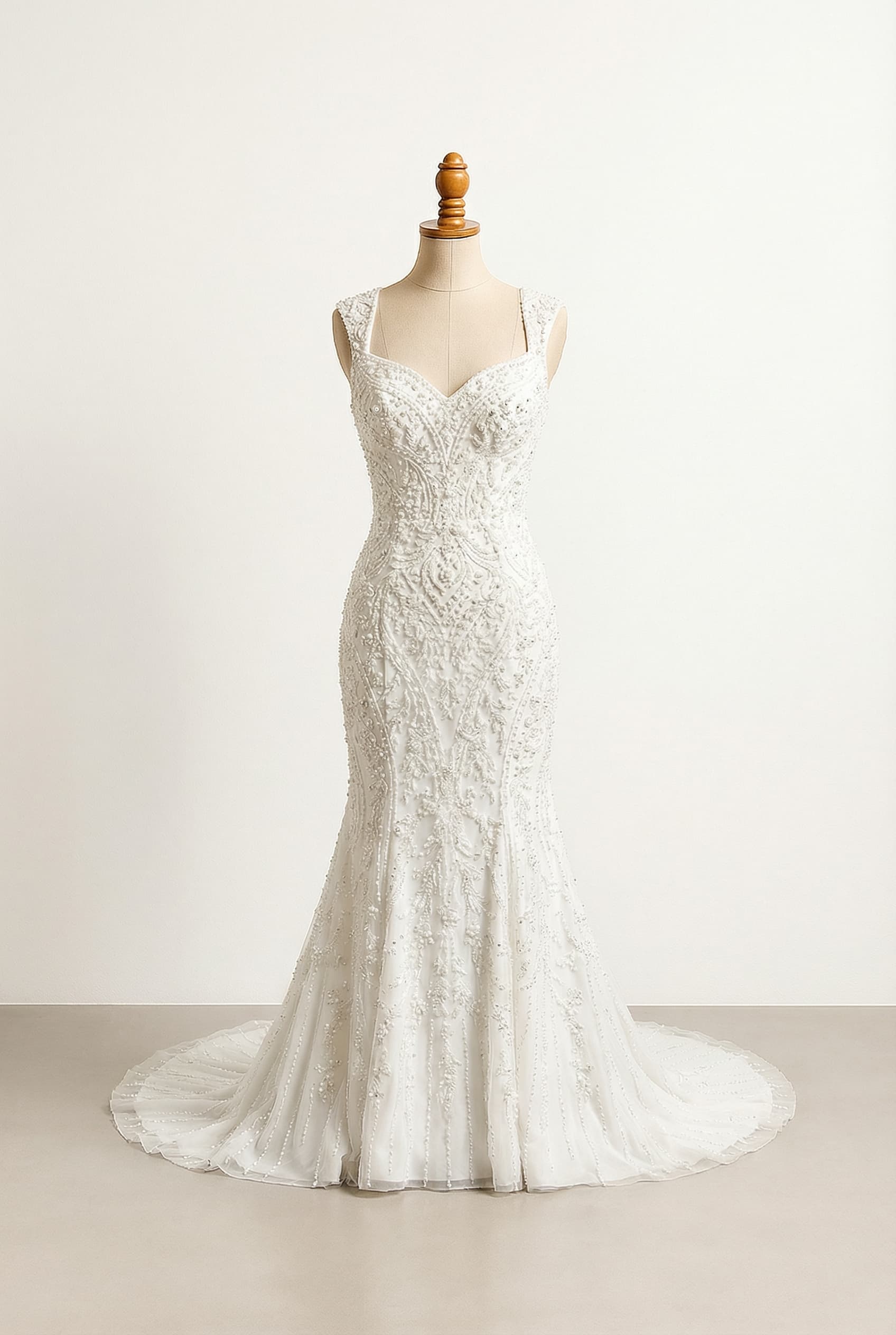 A romantic wedding dress with elegant details