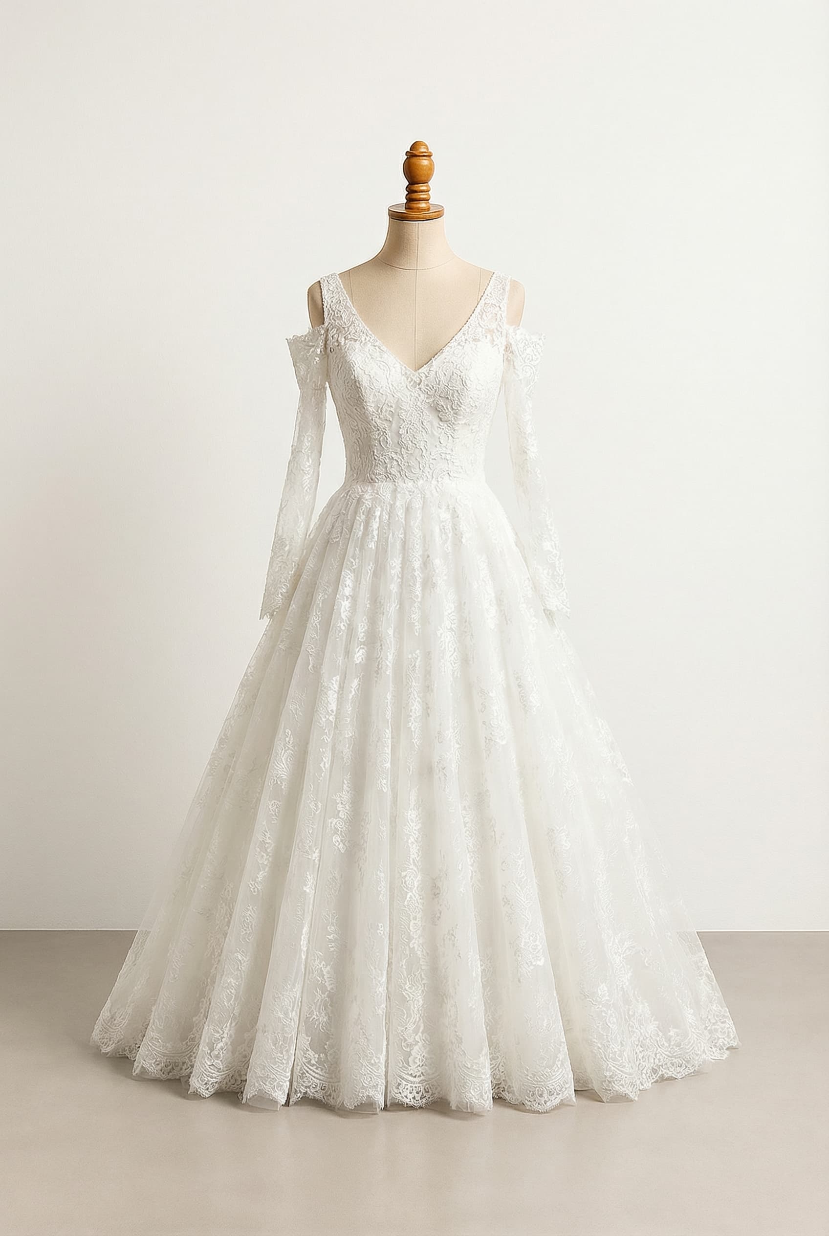A romantic wedding dress with elegant details