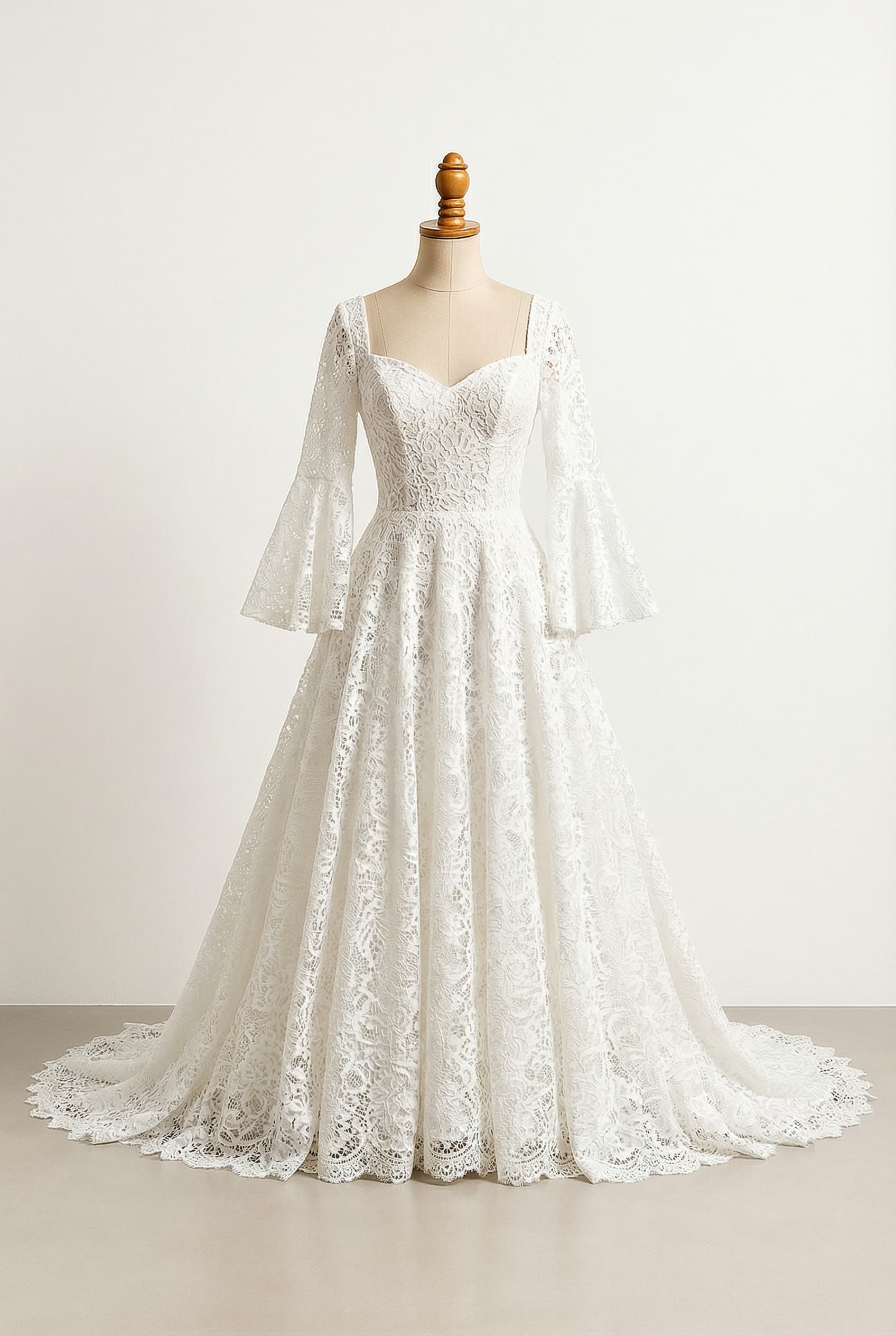 A romantic wedding dress with elegant details