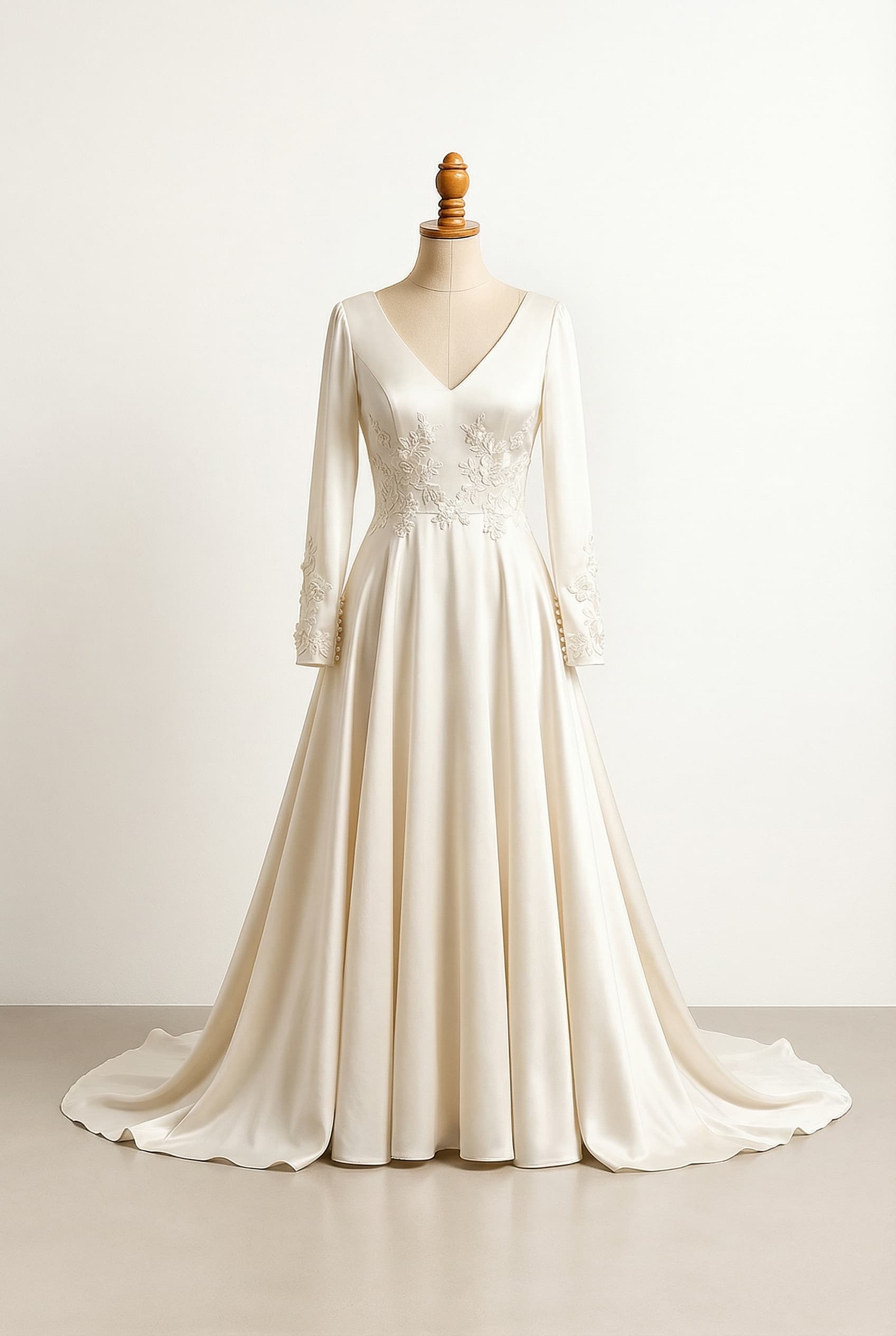 A romantic wedding dress with elegant details
