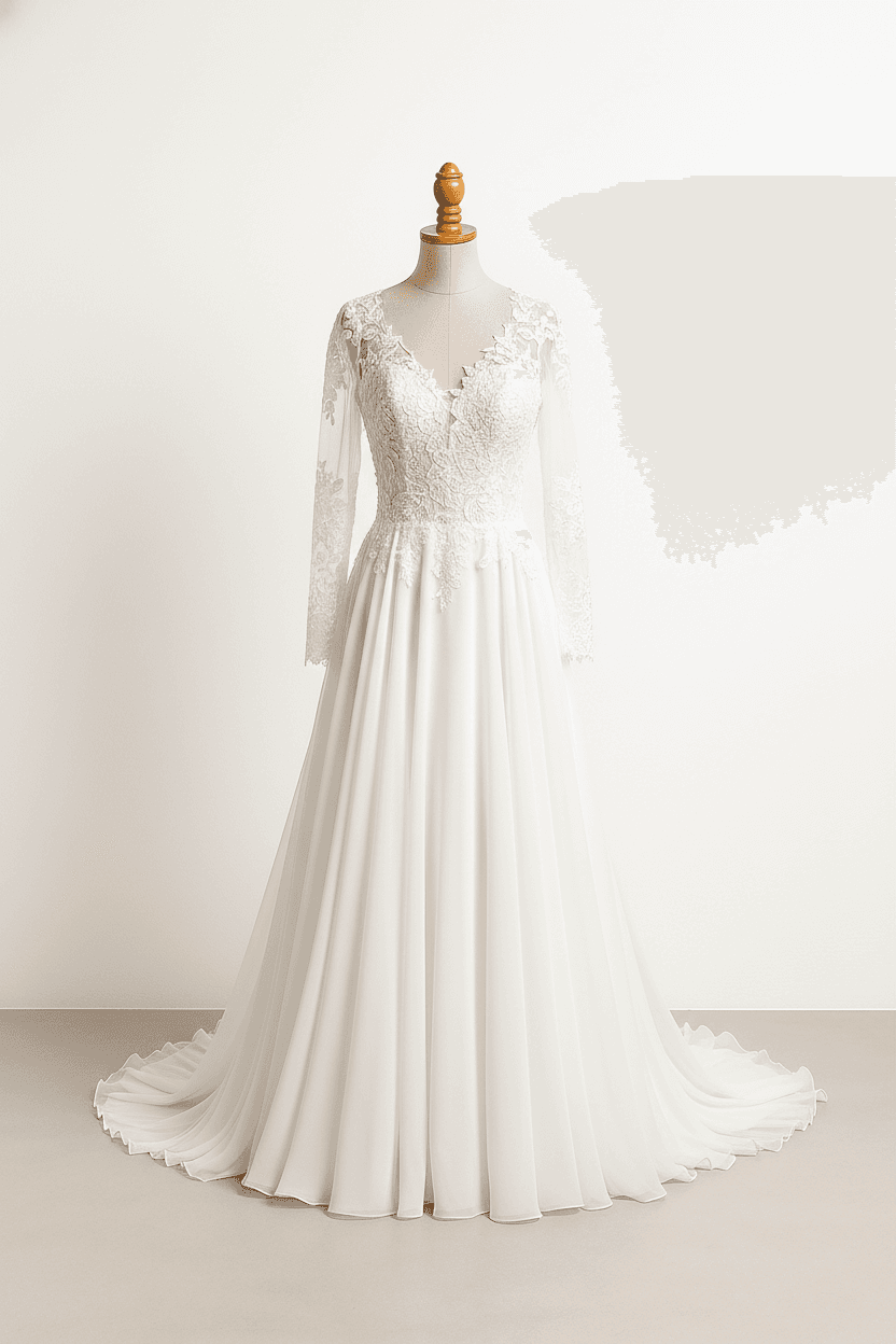 A romantic wedding dress with elegant details