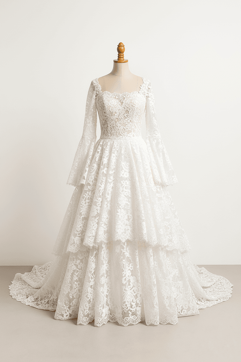 A romantic wedding dress with elegant details