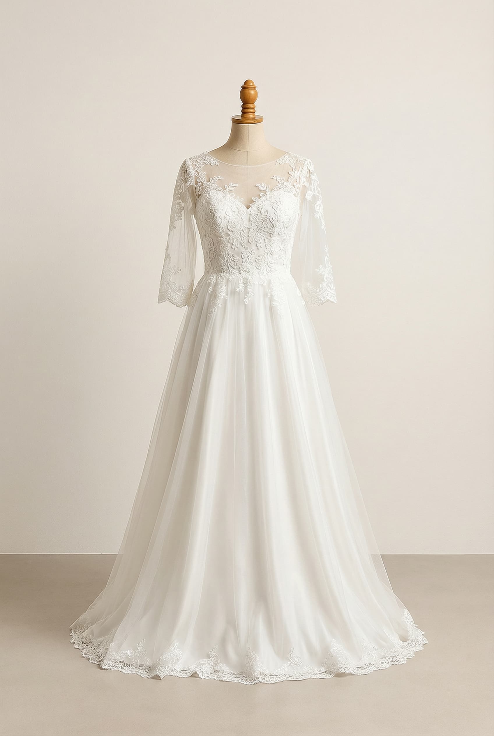 A romantic wedding dress with elegant details