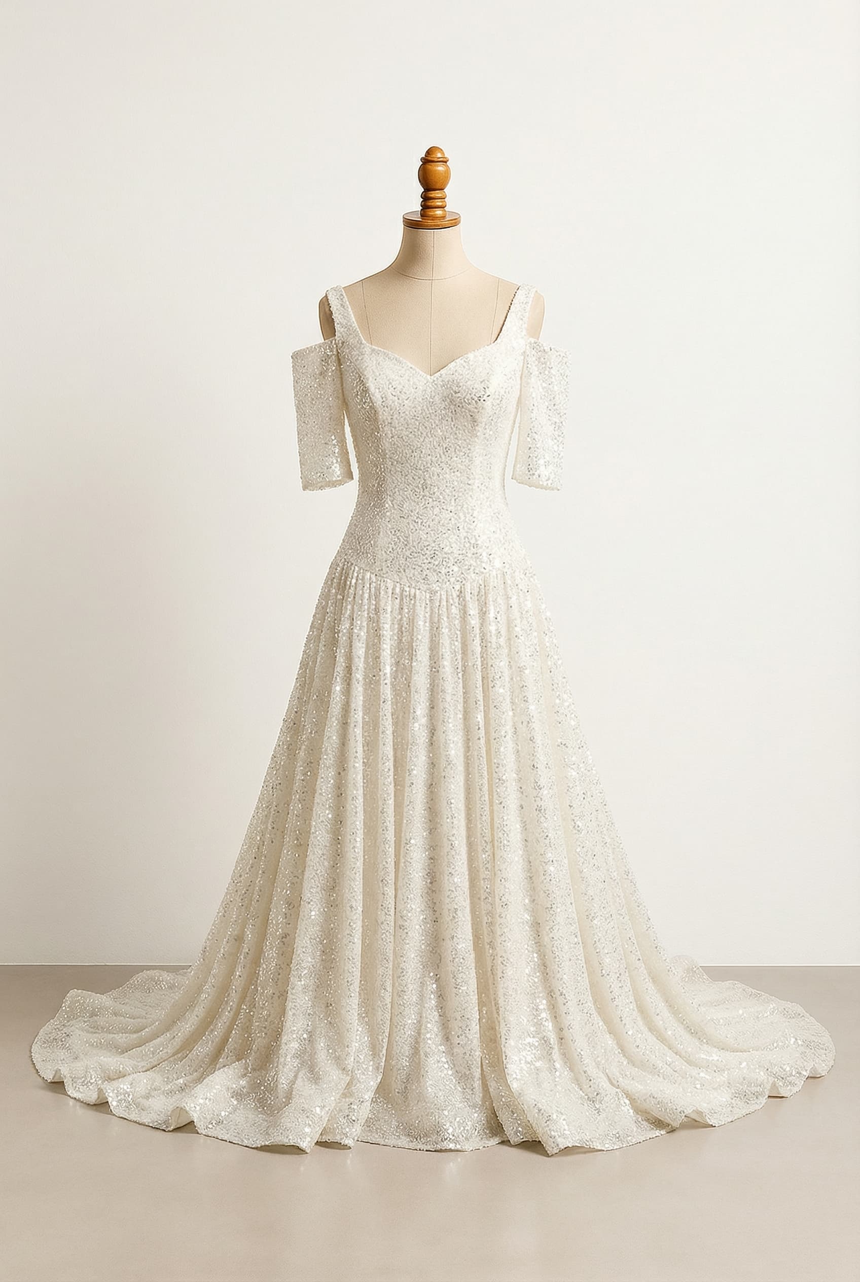 A romantic wedding dress with elegant details