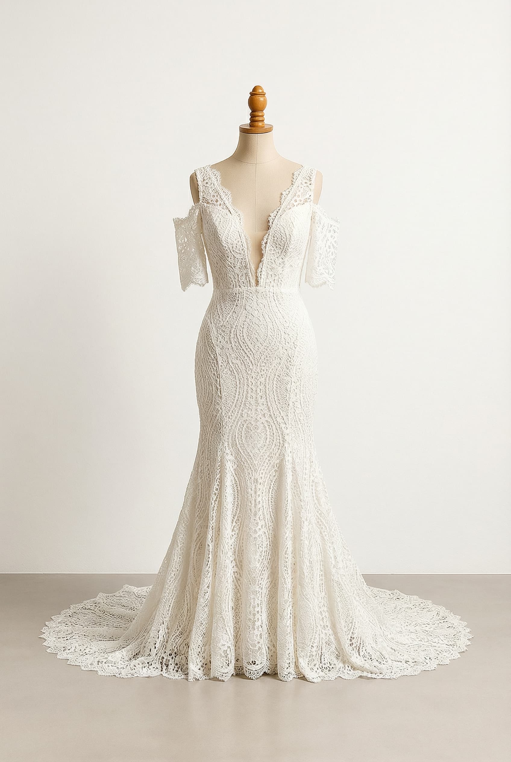 A romantic wedding dress with elegant details