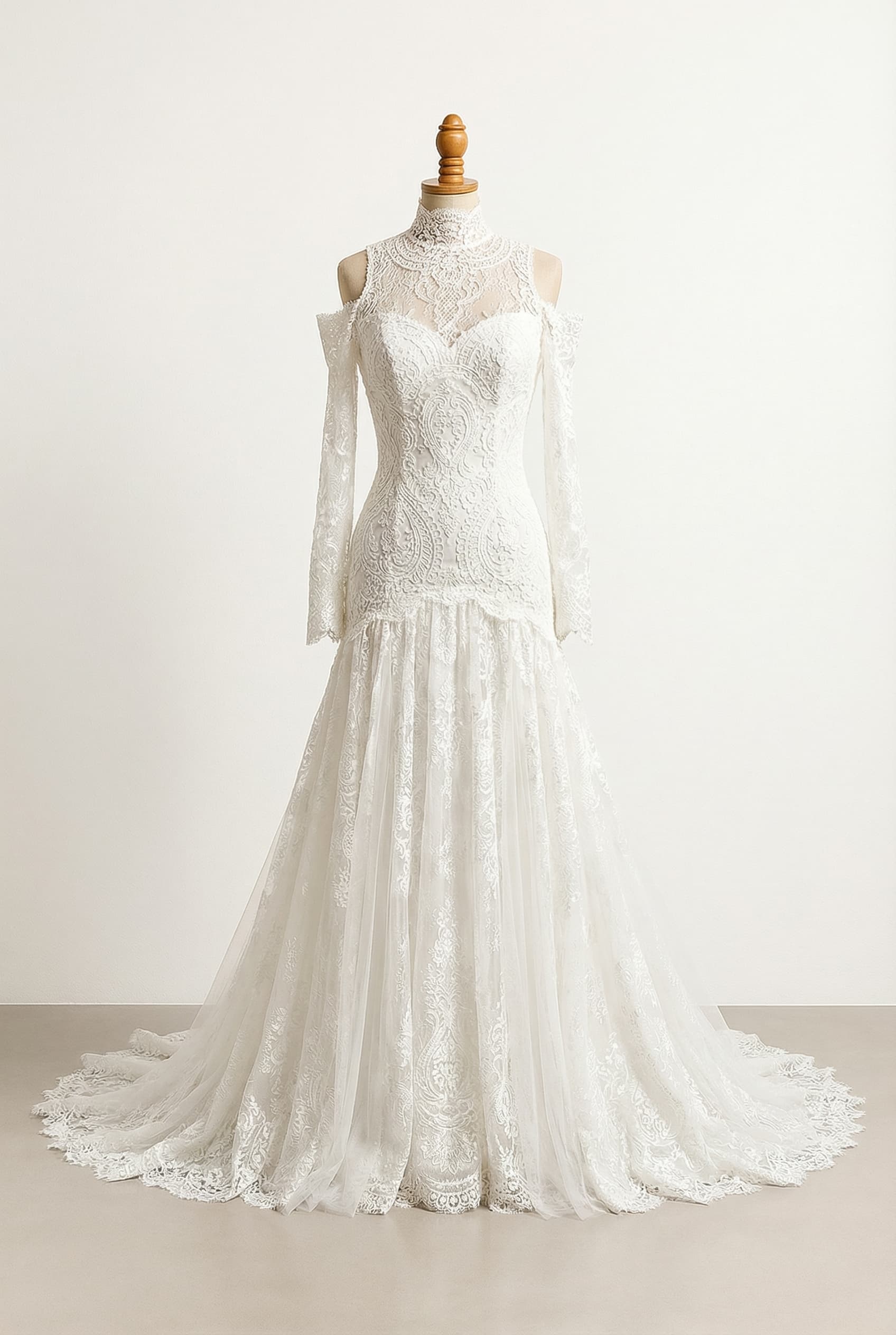 A romantic wedding dress with elegant details