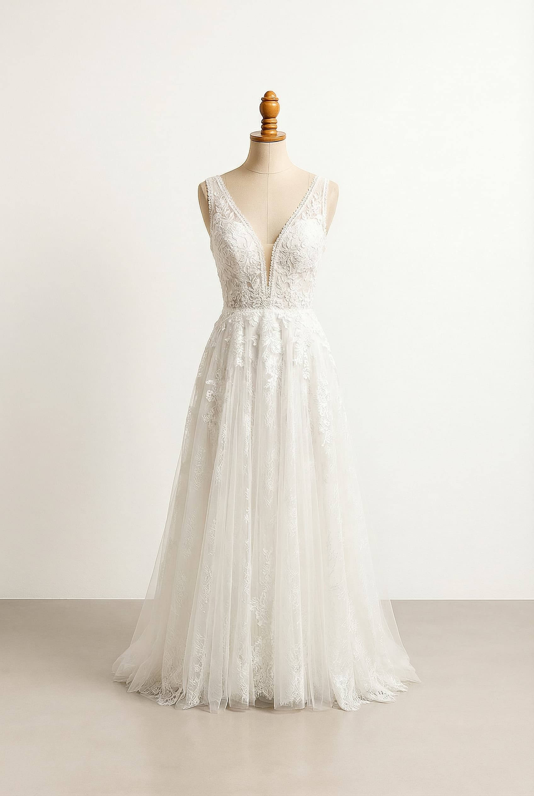 A romantic wedding dress with elegant details