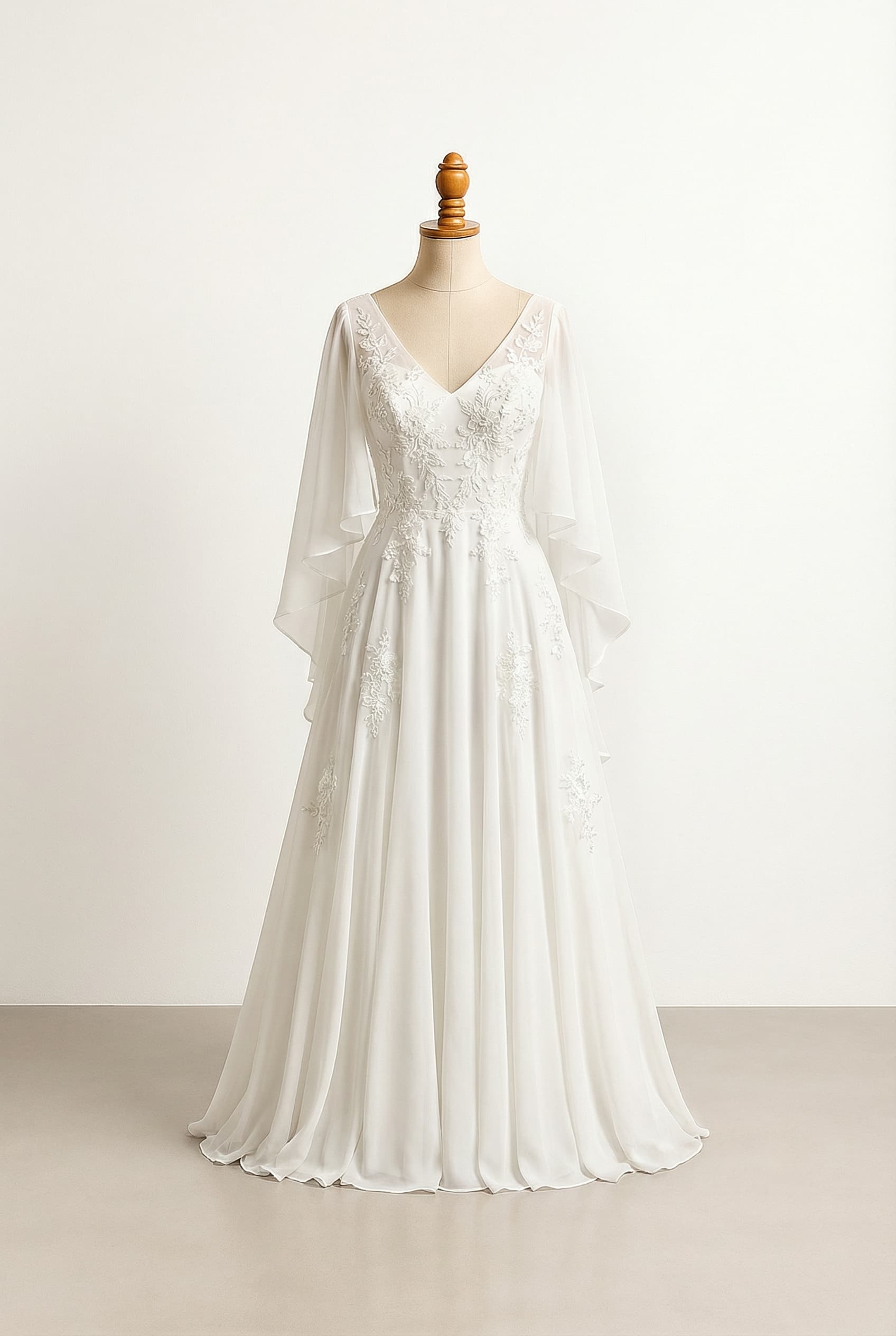 A romantic wedding dress with elegant details