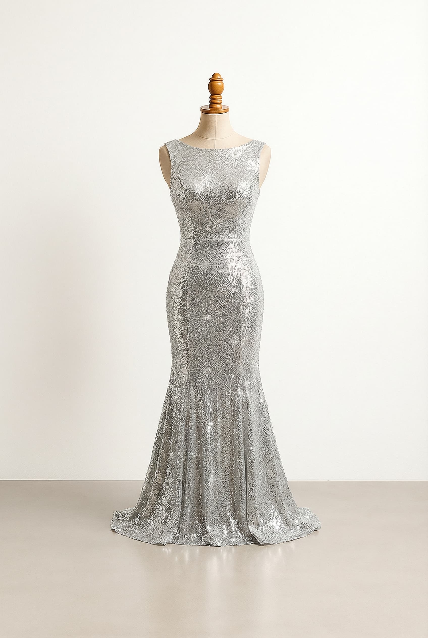 I want a balanced prom dress sequin mermaid dress with starlight elegance