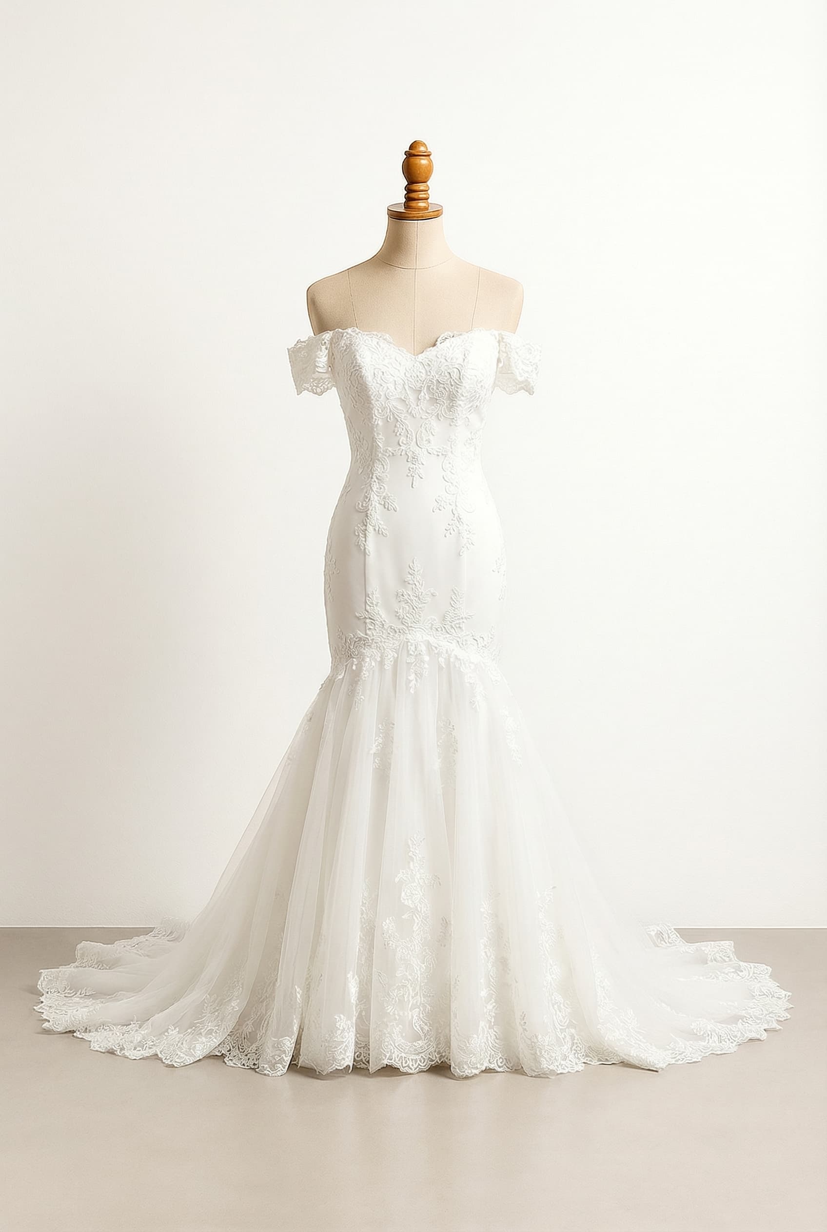A romantic wedding dress with elegant details