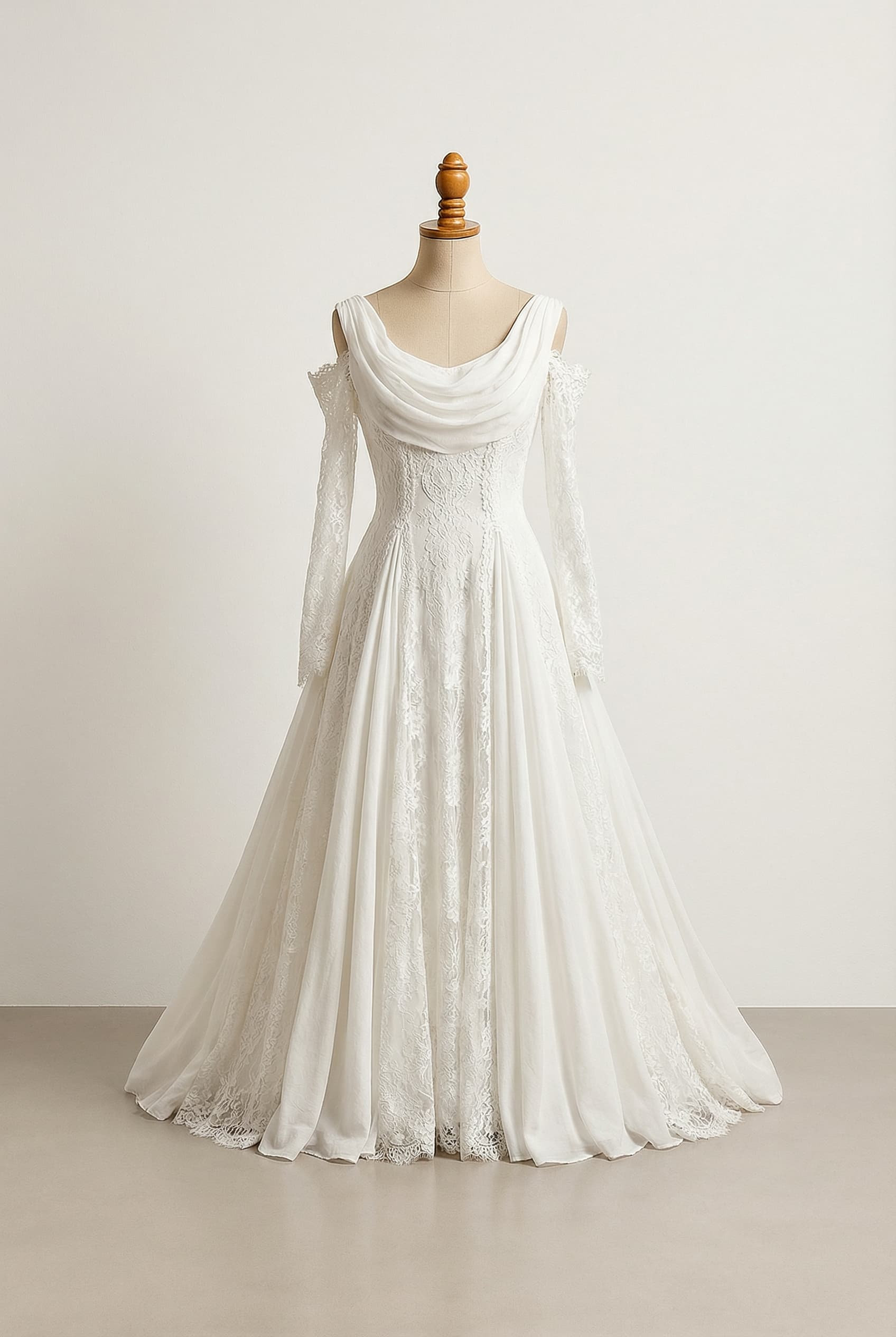 A romantic wedding dress with elegant details