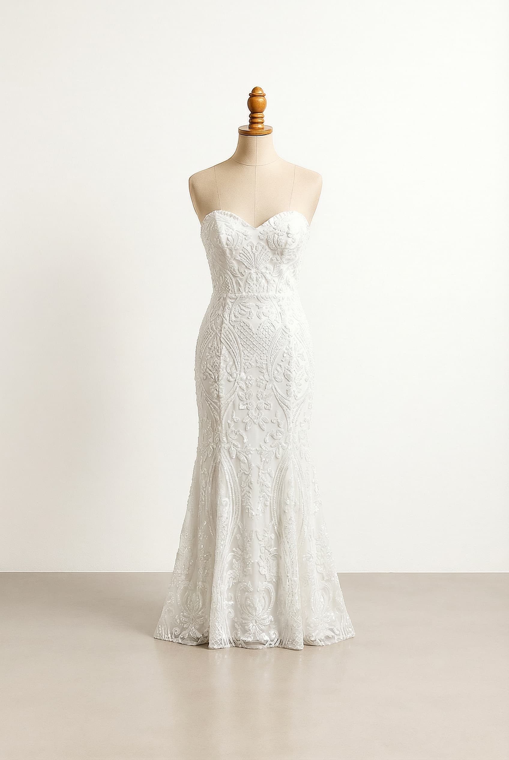 A romantic wedding dress with elegant details
