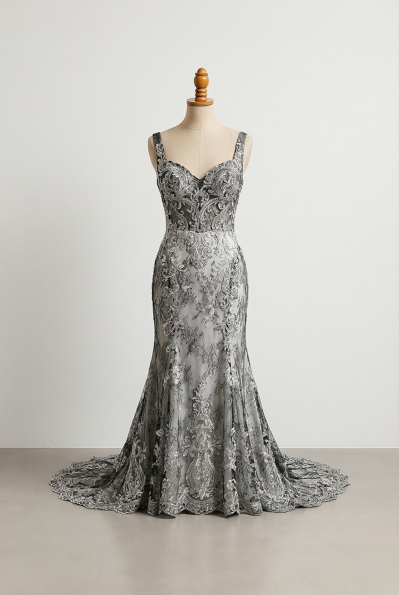 A romantic wedding dress with elegant details