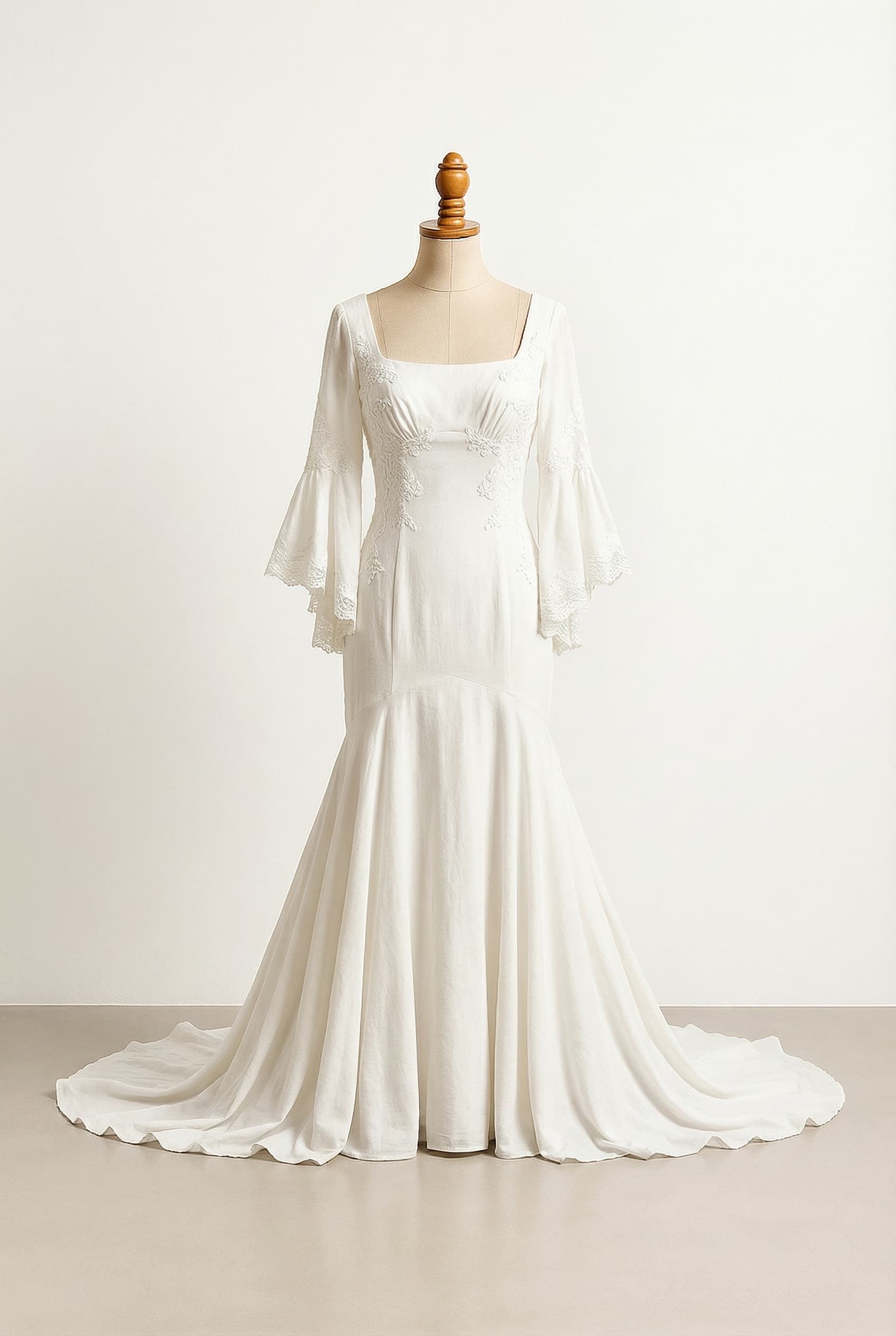 A romantic wedding dress with elegant details