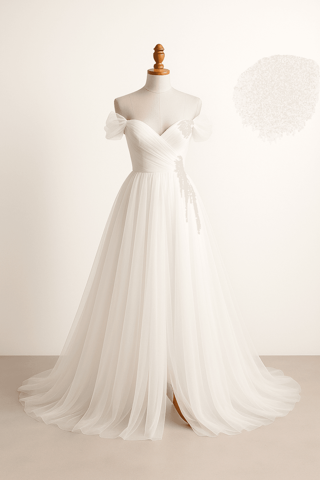 An arctic white wedding dress with a romantic flow