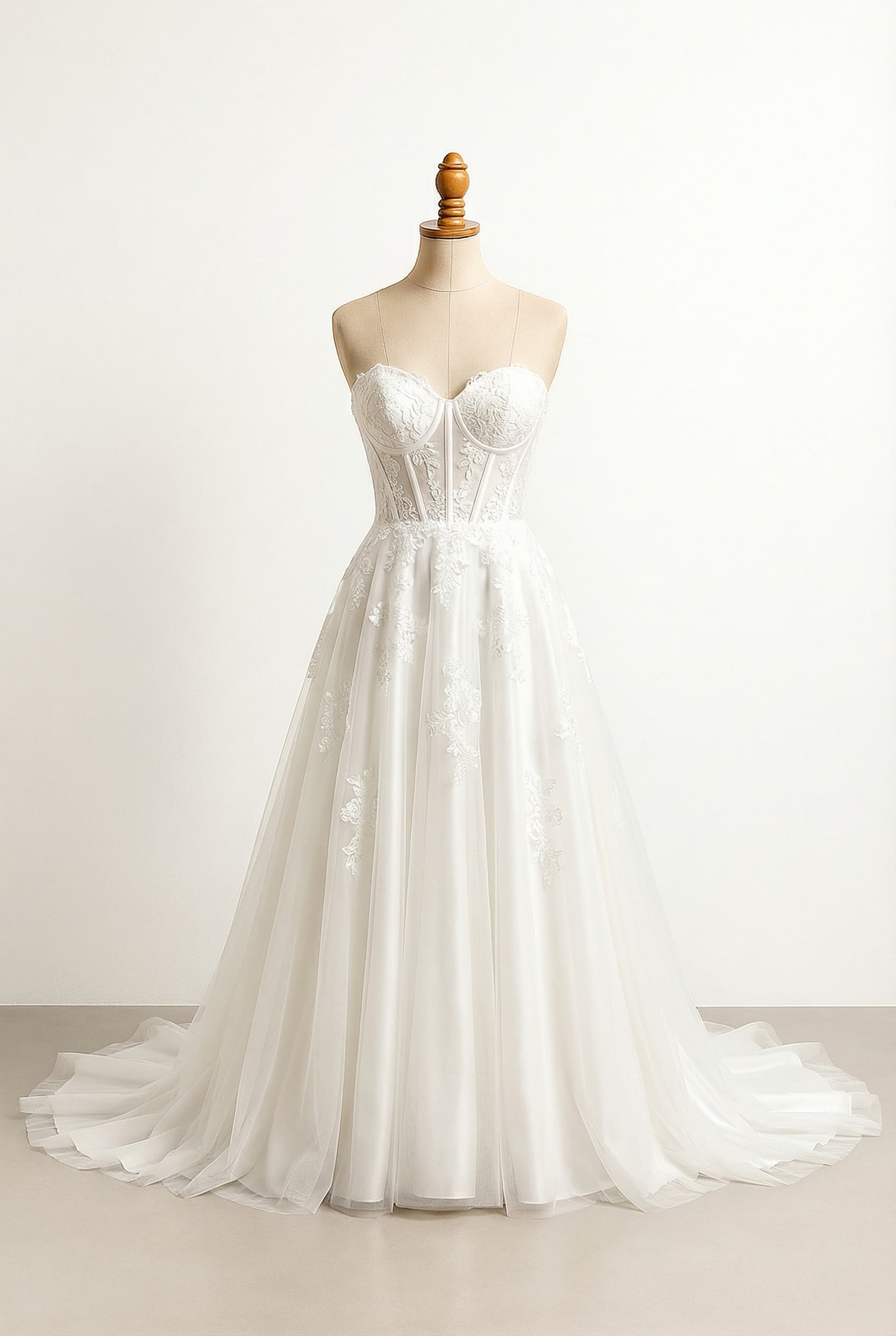 A romantic wedding dress with elegant details