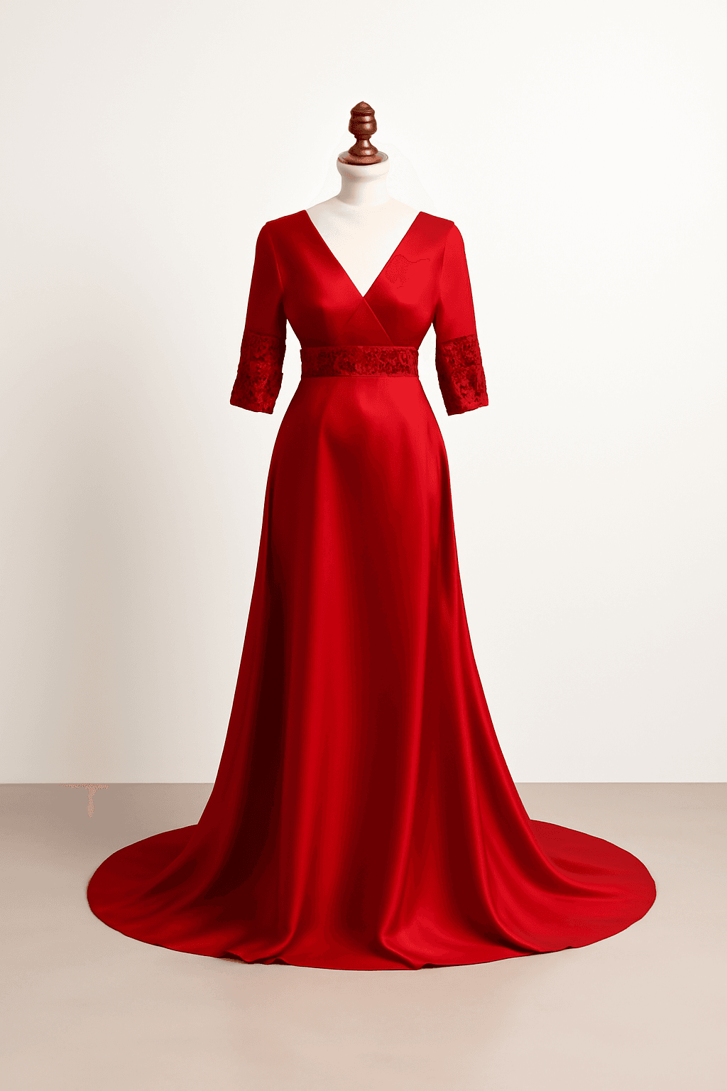 A modern cocktail dress in bold red satin