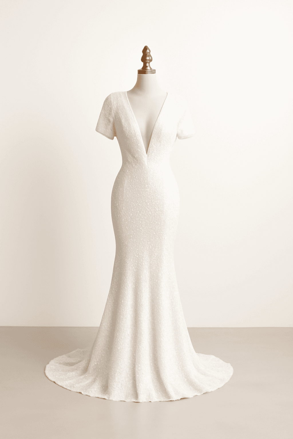 An arctic white wedding dress with a romantic flow