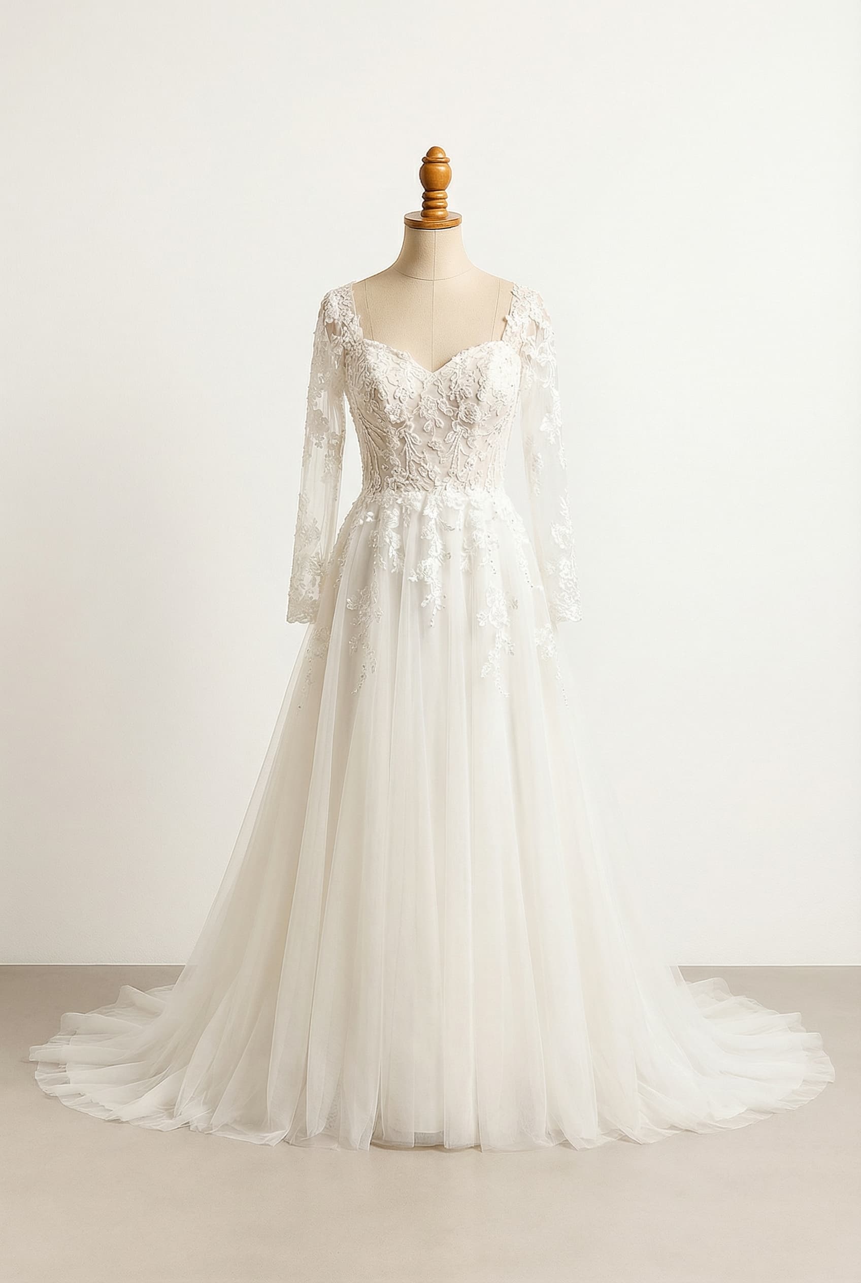 A romantic wedding dress with elegant details