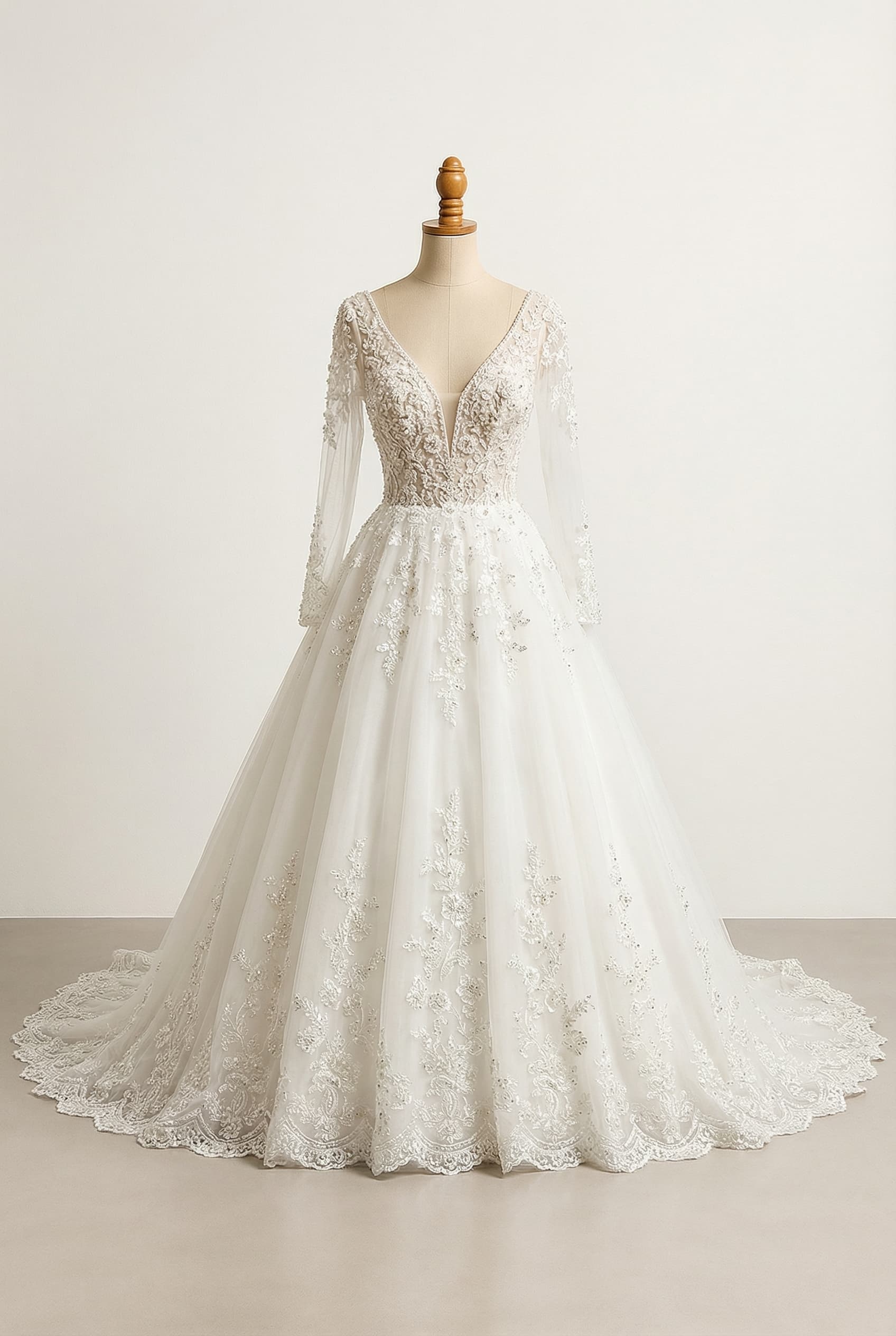 A romantic wedding dress with elegant details