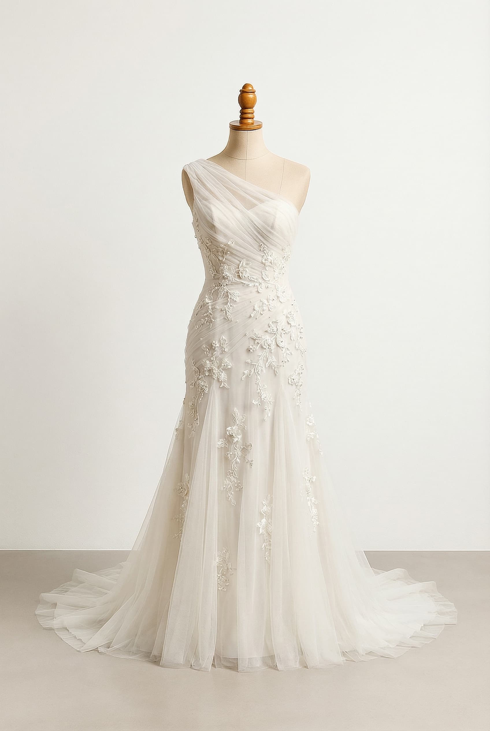 A romantic wedding dress with elegant details
