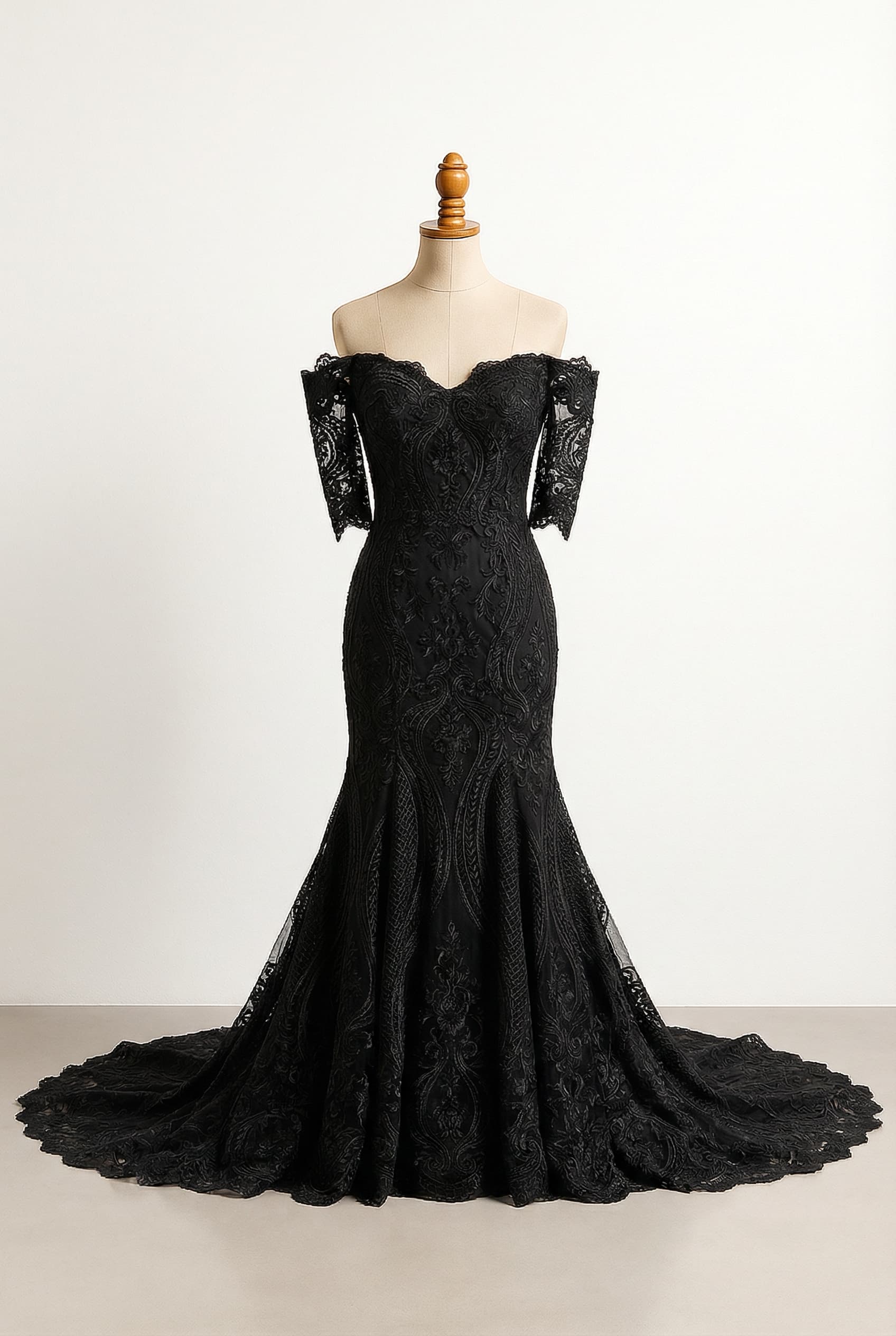 A romantic wedding dress with elegant details