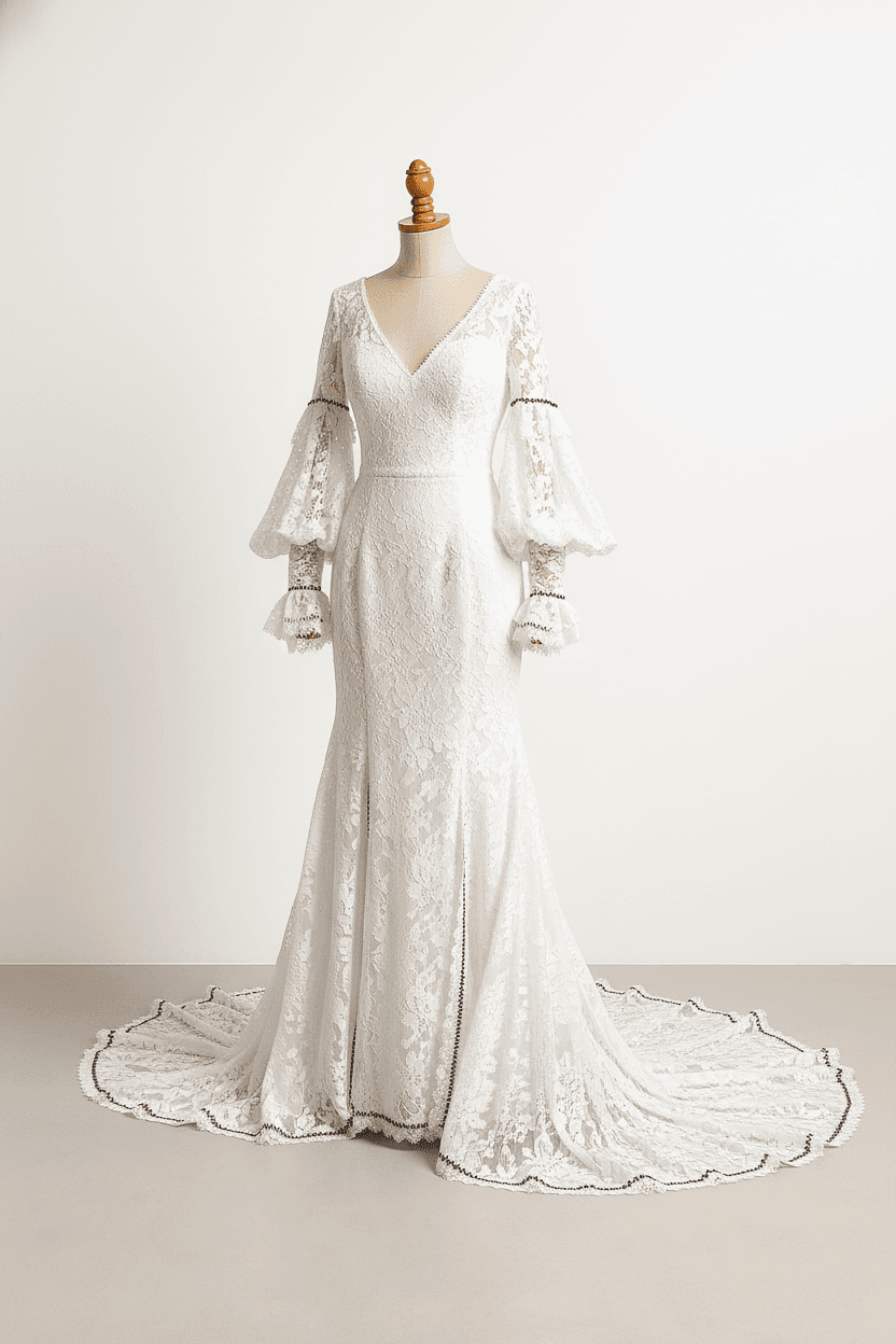 A romantic wedding dress with elegant details