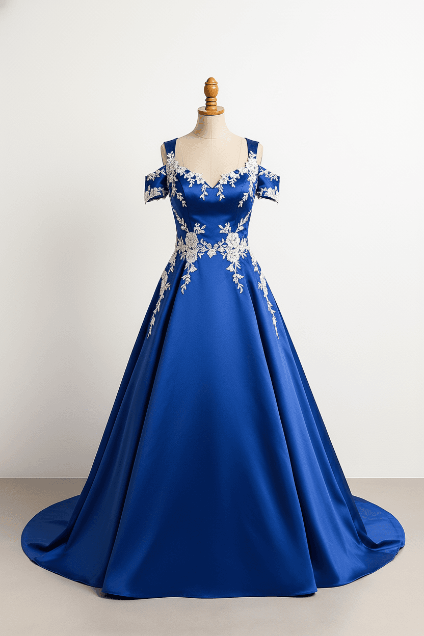 A romantic wedding dress with elegant details