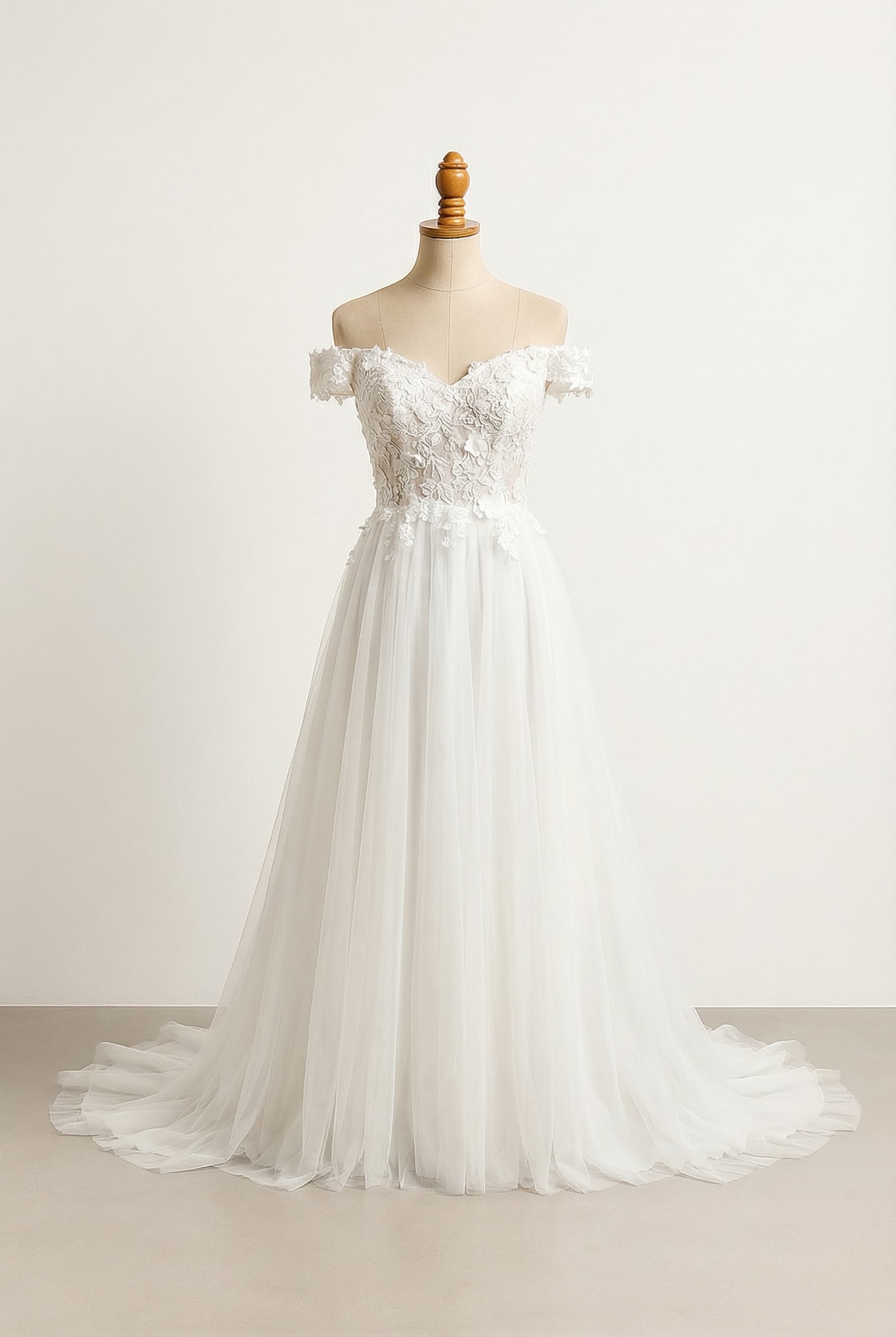 A romantic wedding dress with elegant details