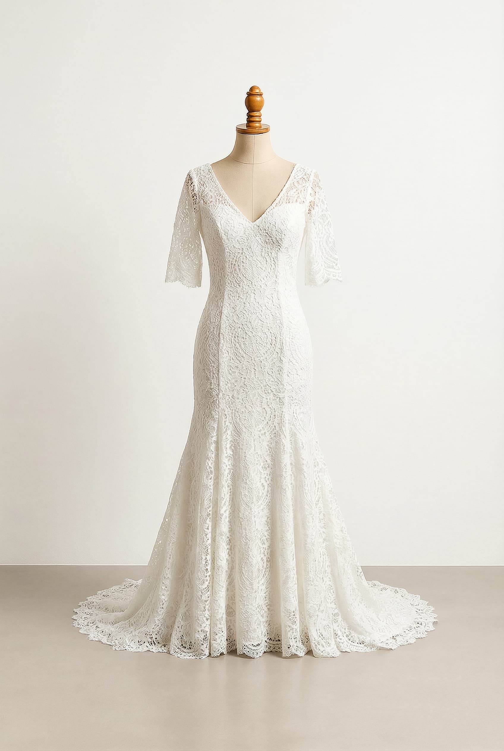 A romantic wedding dress with elegant details