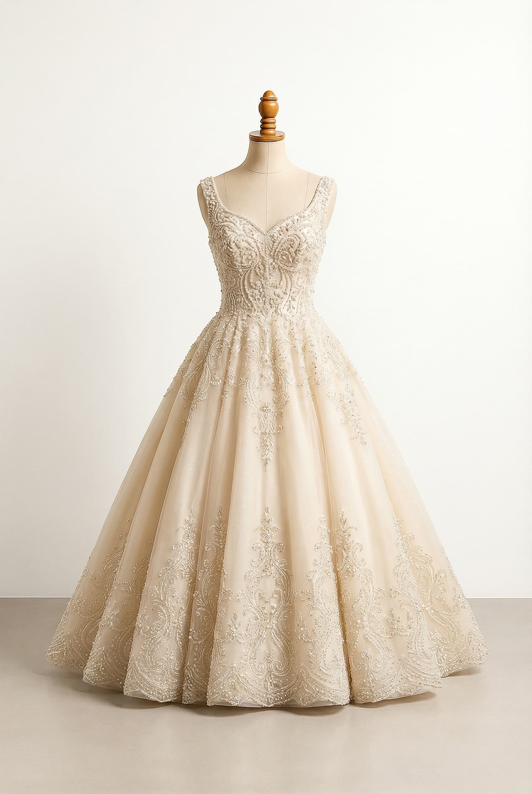 A romantic wedding dress with elegant details