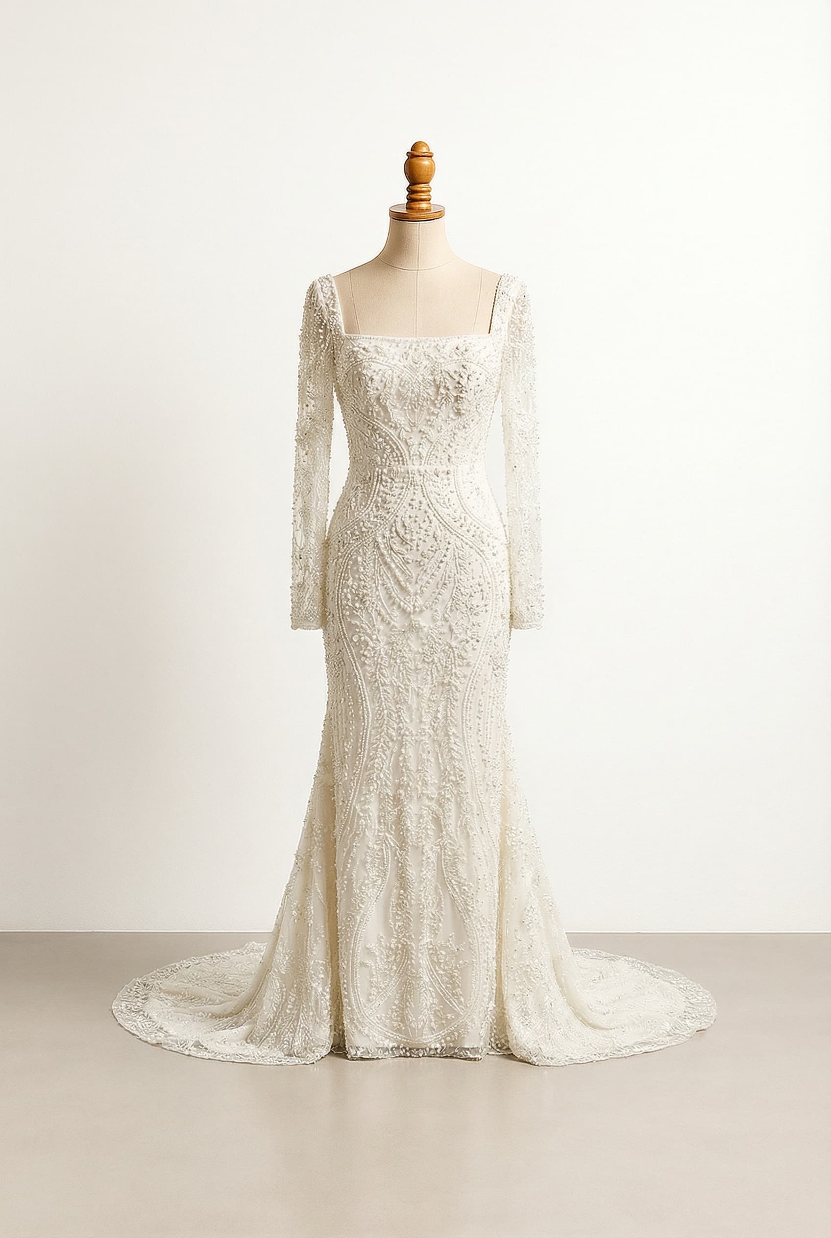 A romantic wedding dress with elegant details