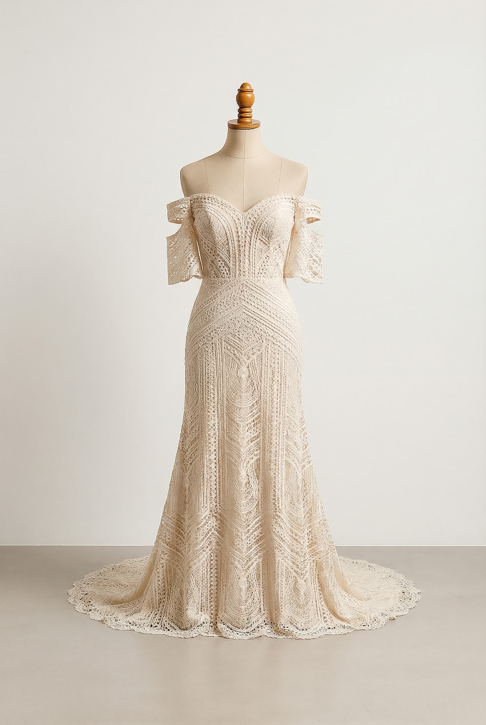 A romantic wedding dress with elegant details