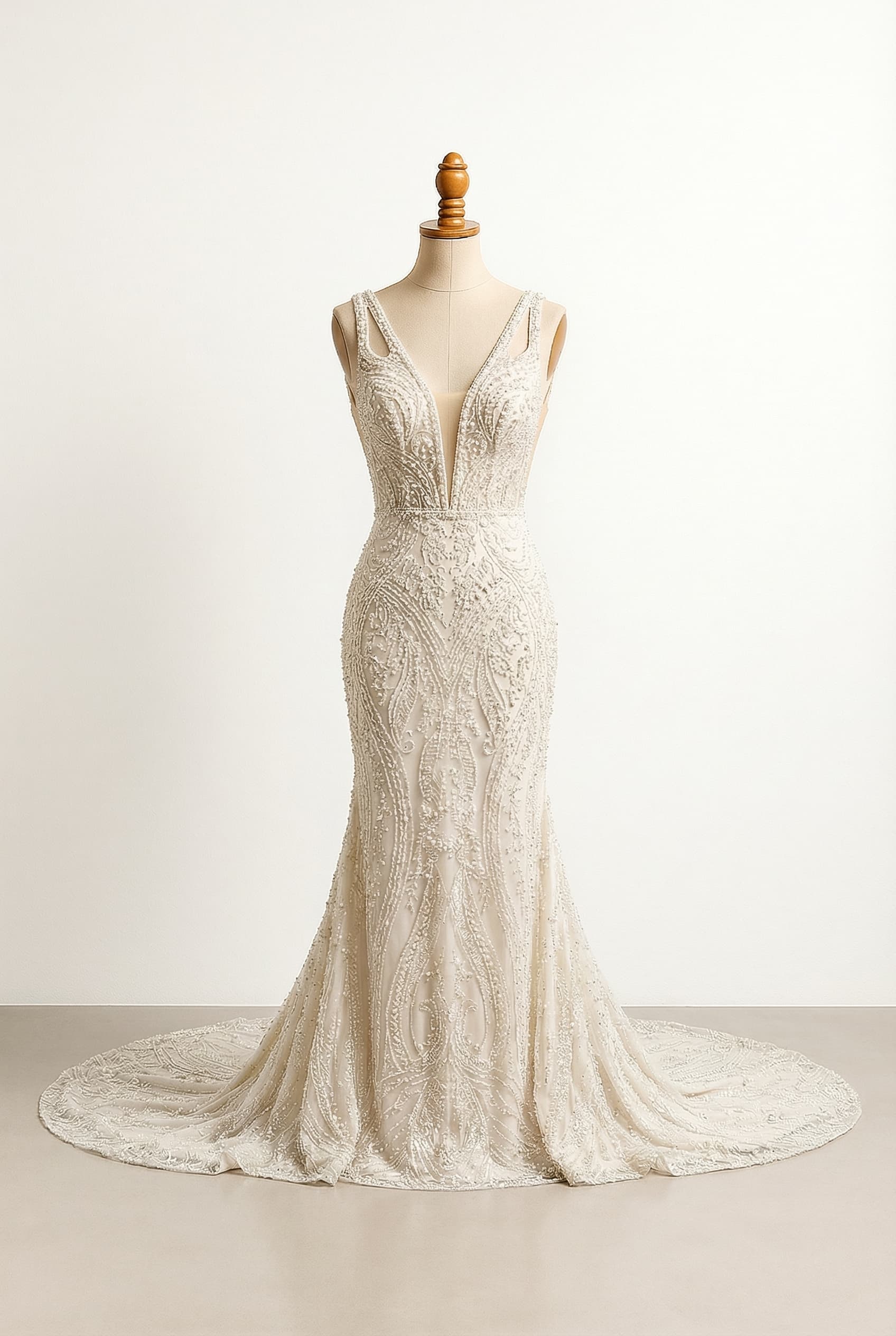 A romantic wedding dress with elegant details