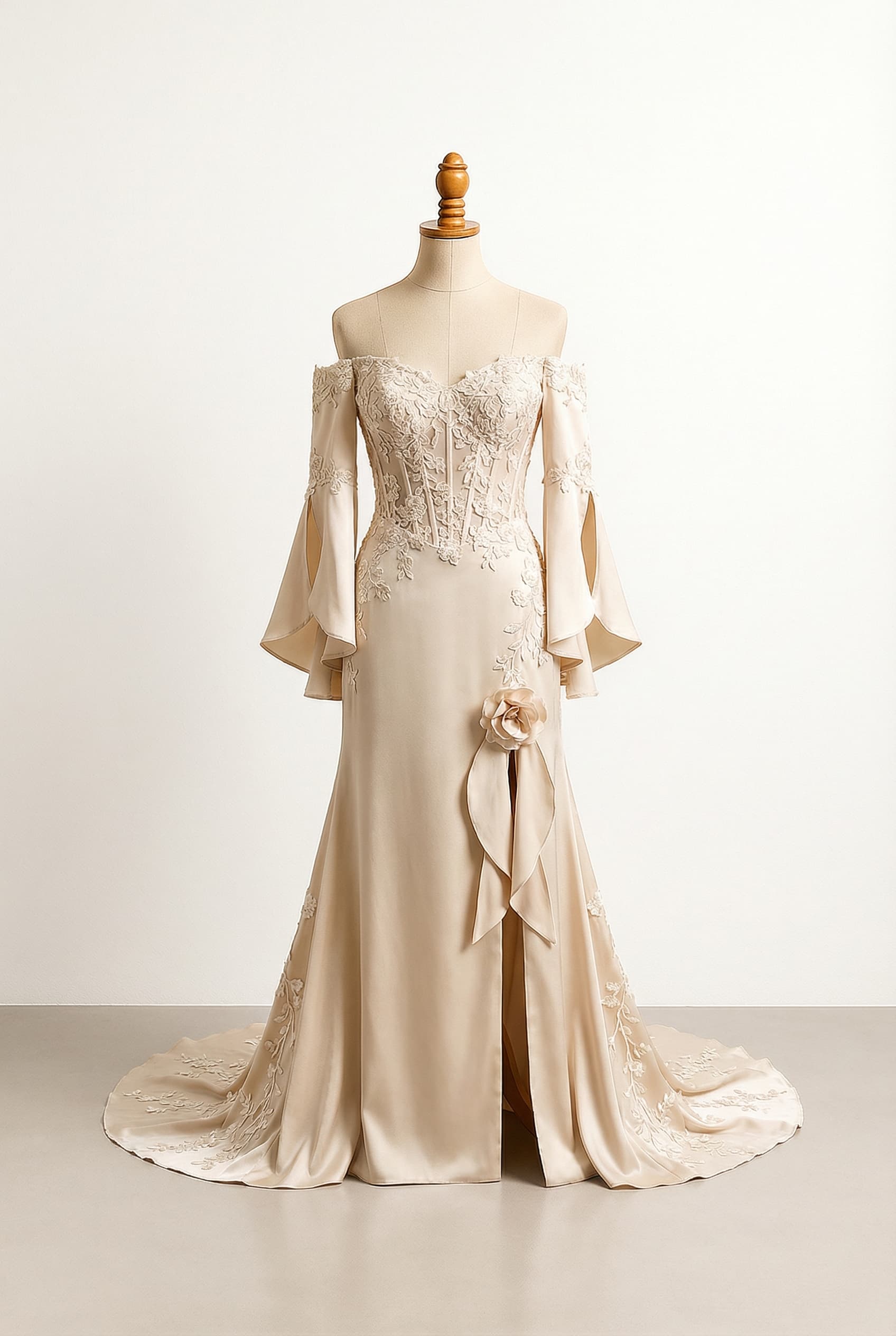 A romantic wedding dress with elegant details